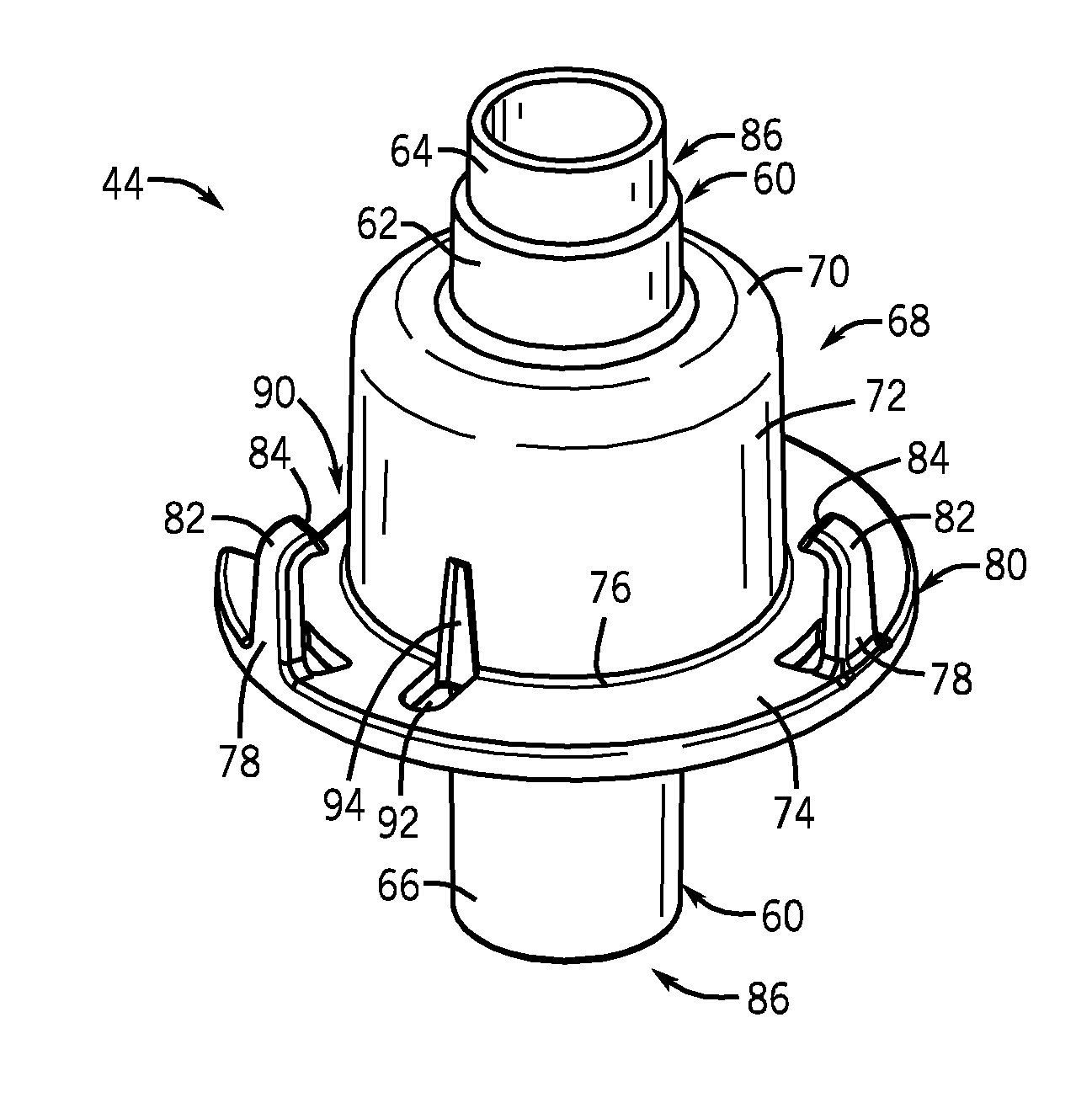 Insulating support flange for current loop system