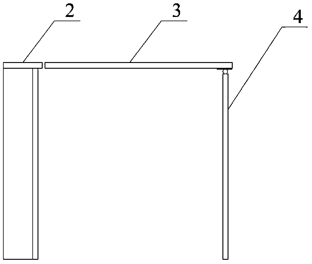 Combination structure of RV side cabinet and folding table board