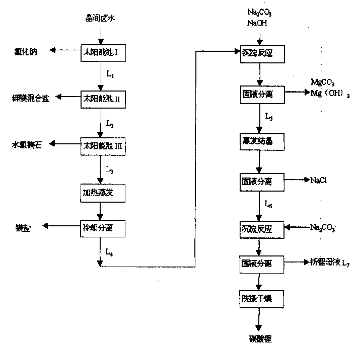 Method of extracting lithium carbonate from salt lake saline with high Mg/Li ratio