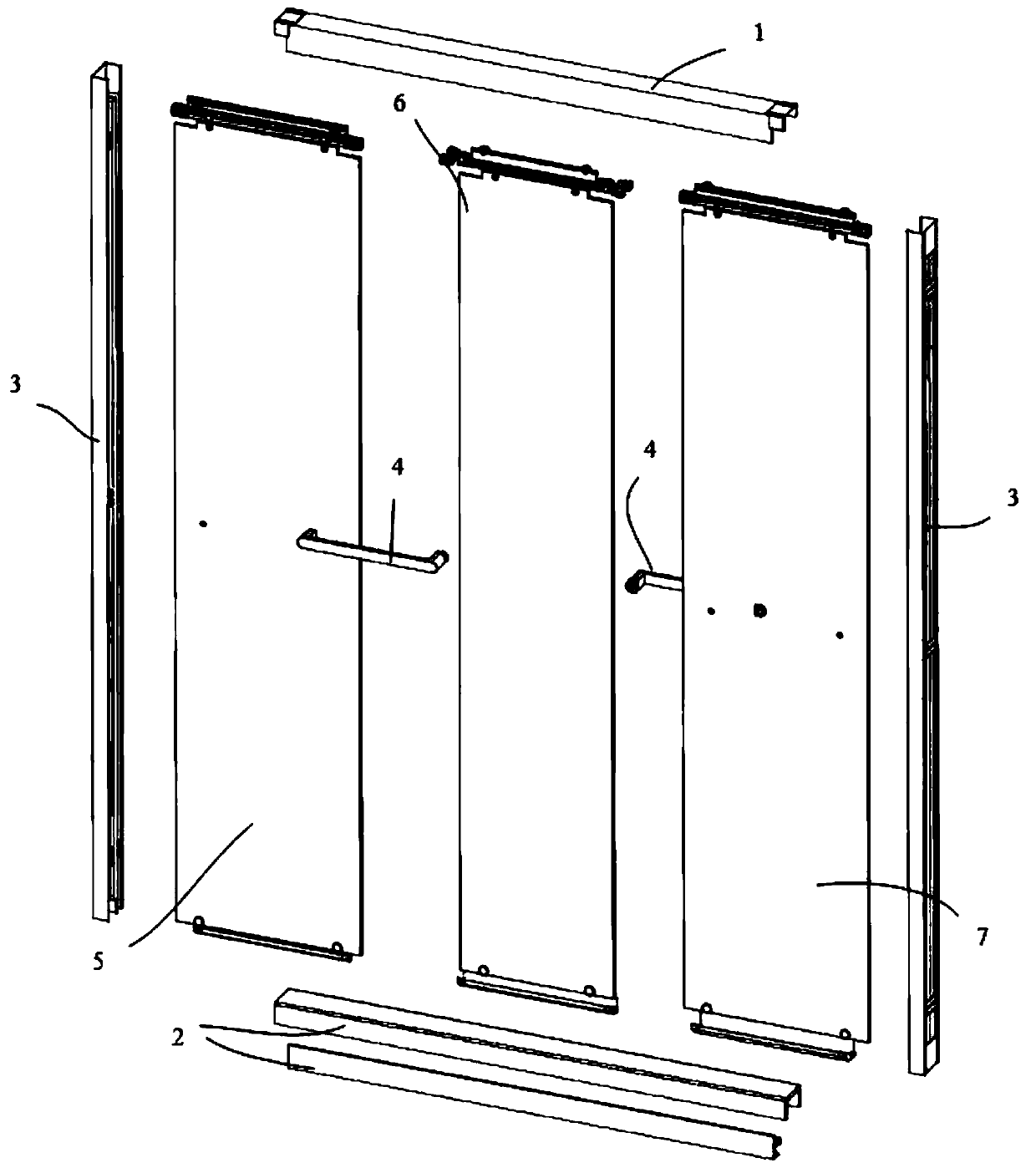 Shower room three-door linkage structure and installation method thereof