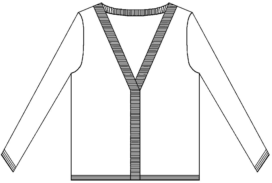 Weaving method for fully-fashioned cardigan top fly overlapping