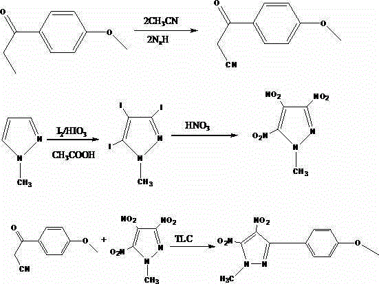 Synthesis method of 2-methyl-3,4-binitro-5-(methoxyphenyl) pyrazole