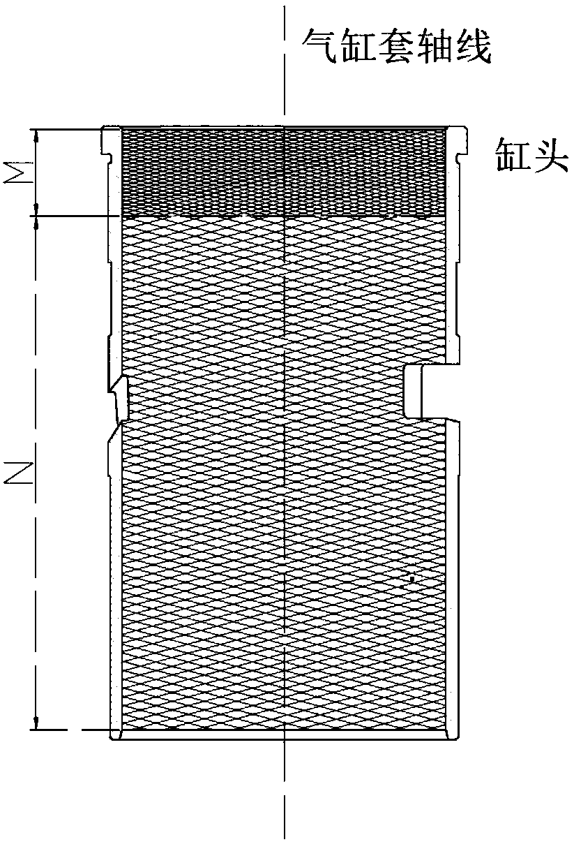 Two-cycle aviation heavy oil piston engine cylinder sleeve inner wall laser micro-texturing structure