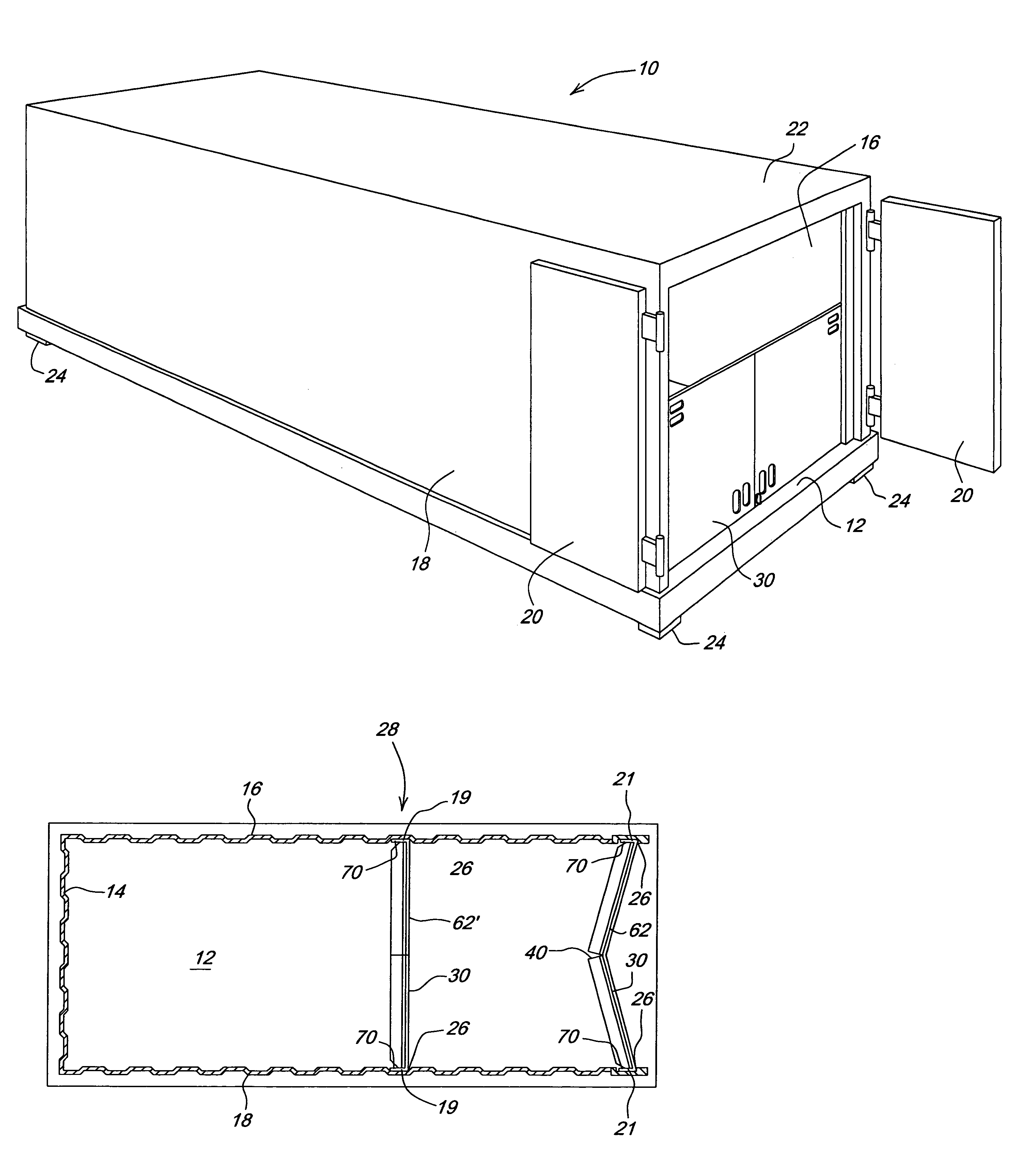 Foldable shipping container bulkhead