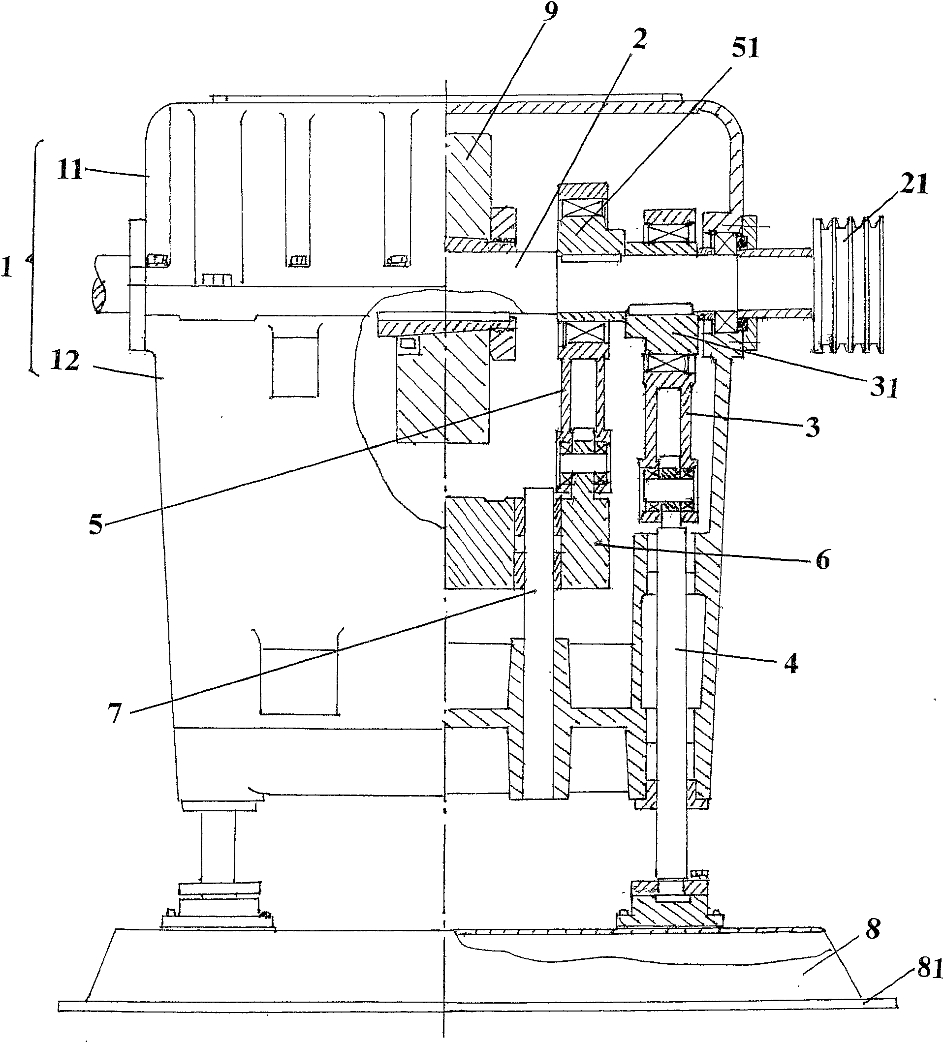 Crankcase structure for needling machine