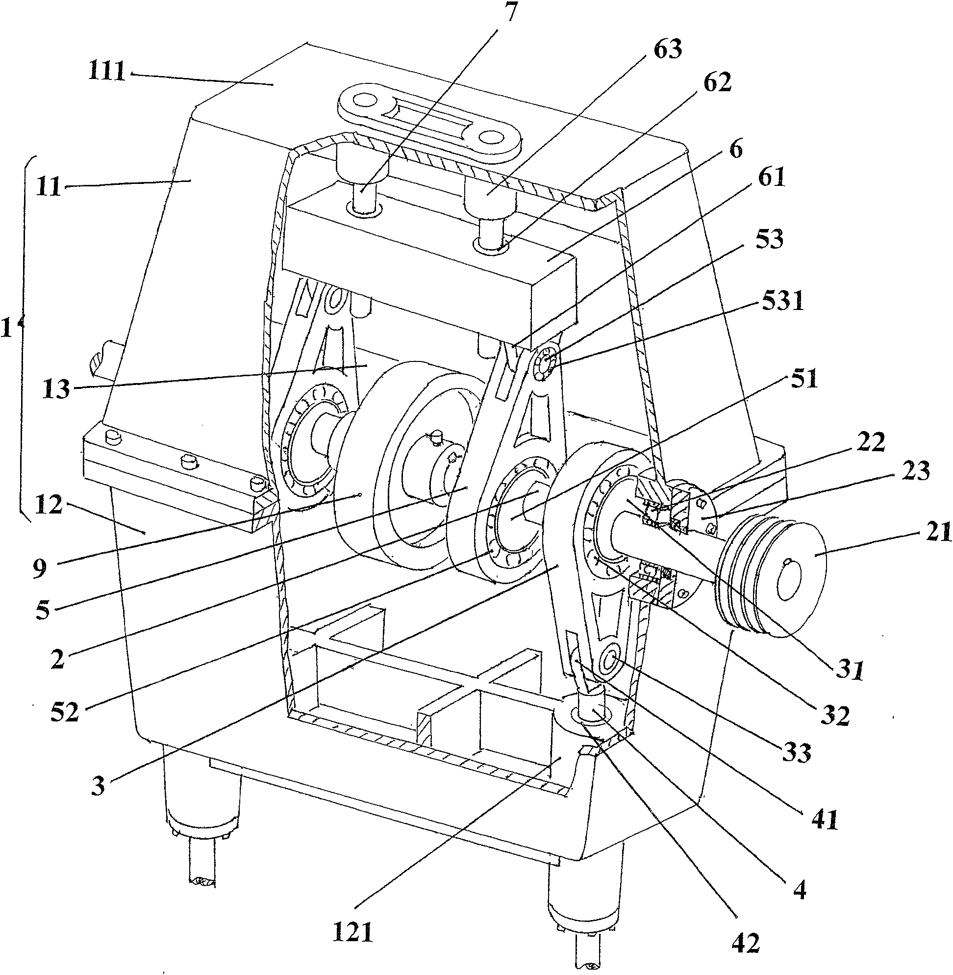 Crankcase structure for needling machine