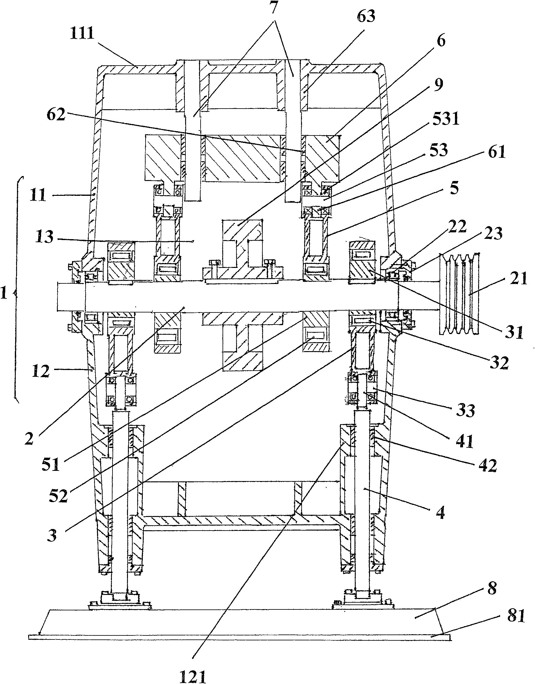 Crankcase structure for needling machine