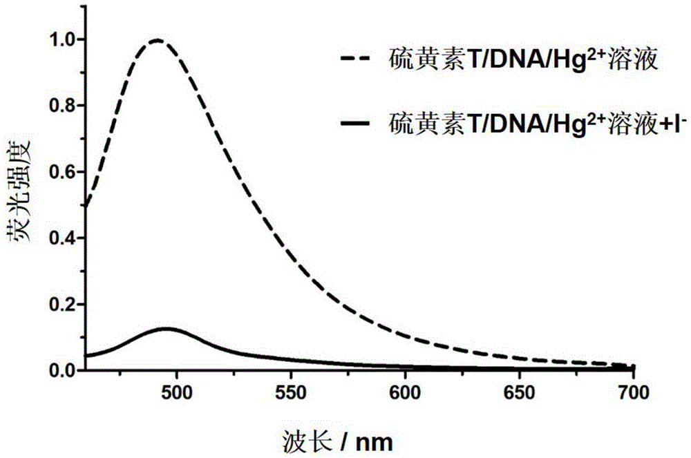 Method for detecting iodide ions by unmarked fluorescent probe based on thioflavin T dye design