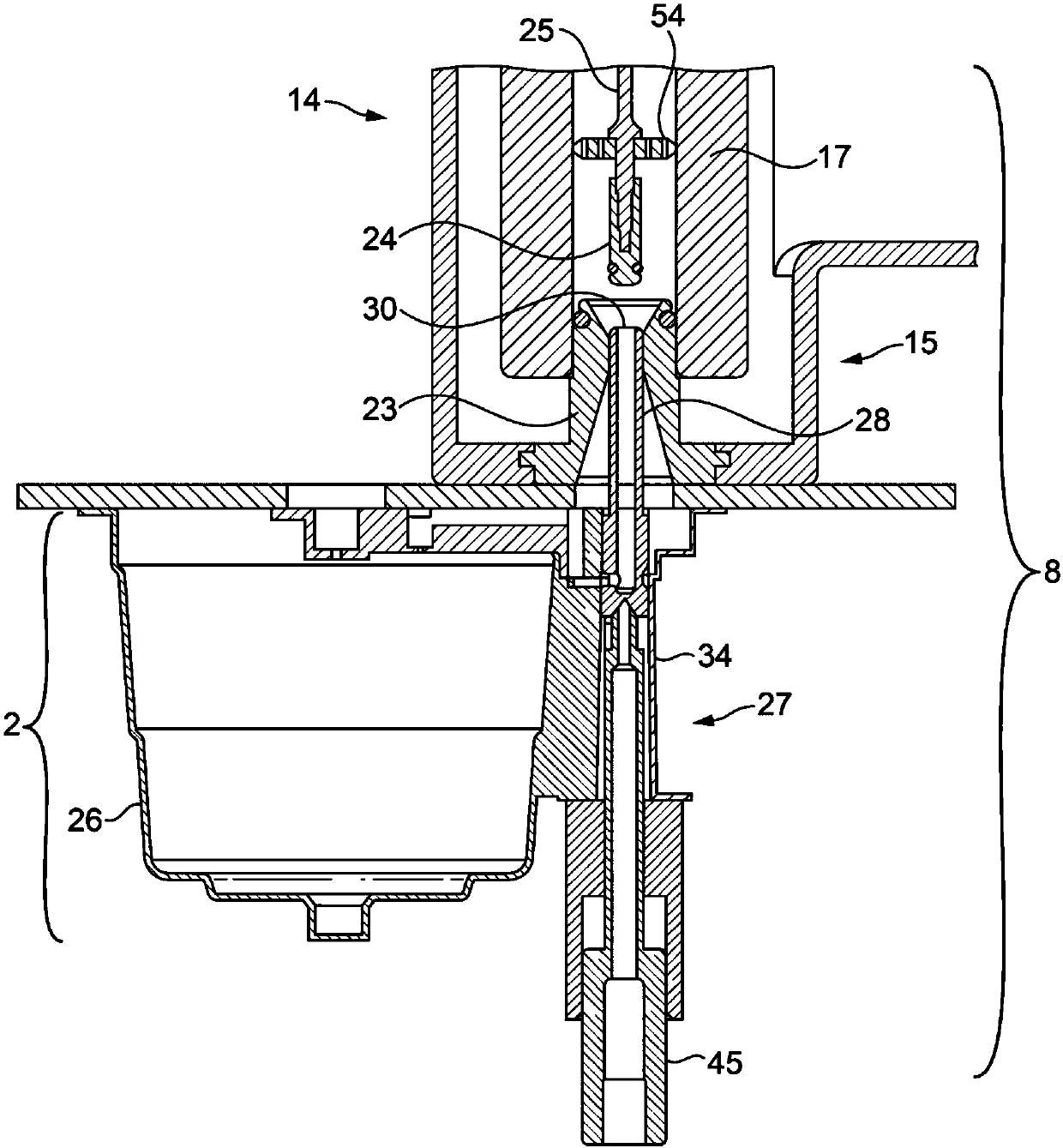 Apparatus and method for preparing a beverage from liquid supplied to a package by a machine