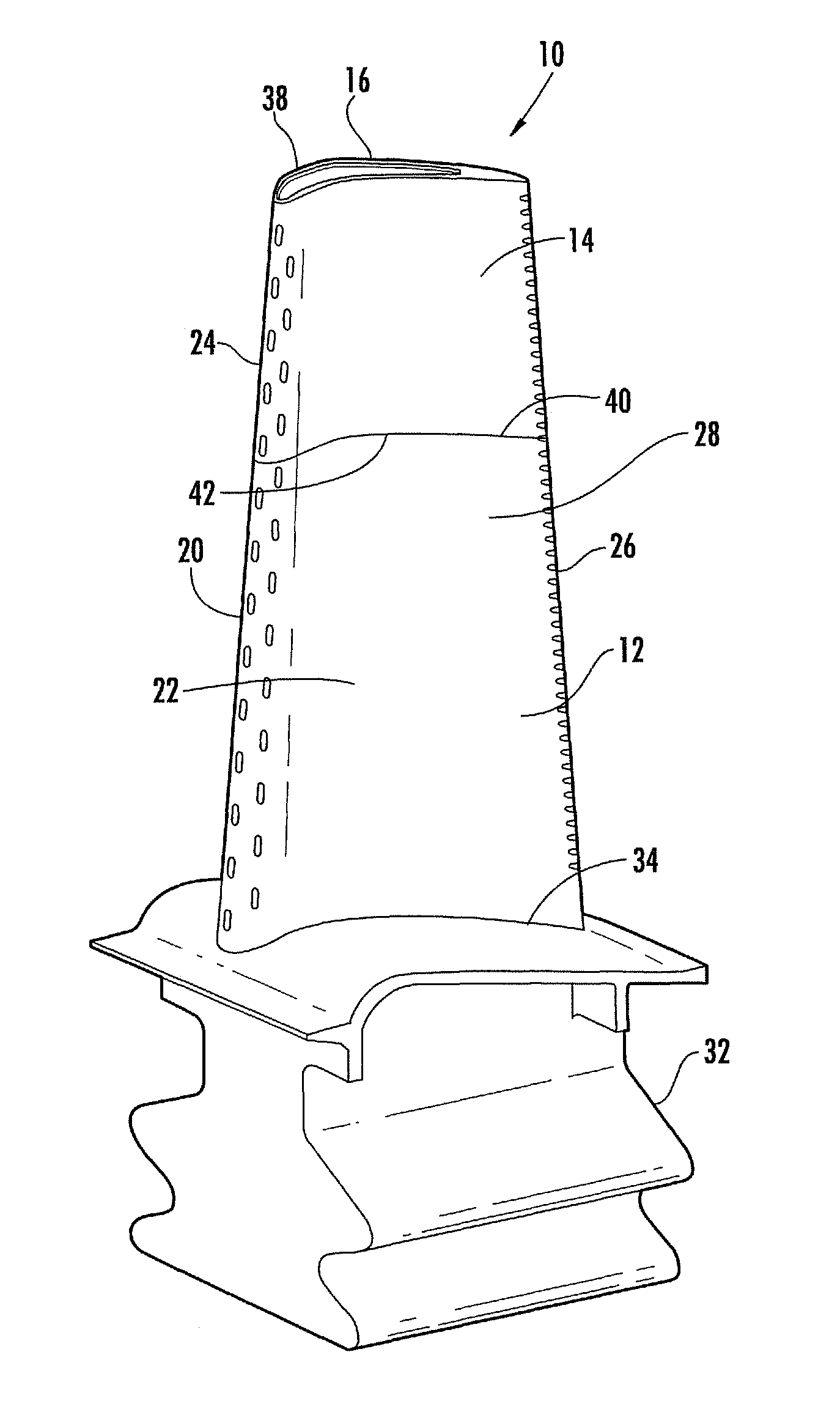 Turbine airfoil having outboard and inboard sections