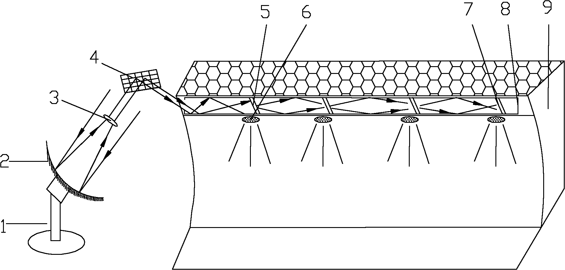 Sunlight lighting optical system for tunnel portal