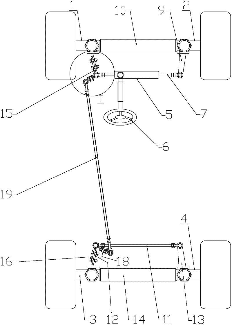 Tractor identical-track steering mechanism and steering method thereof