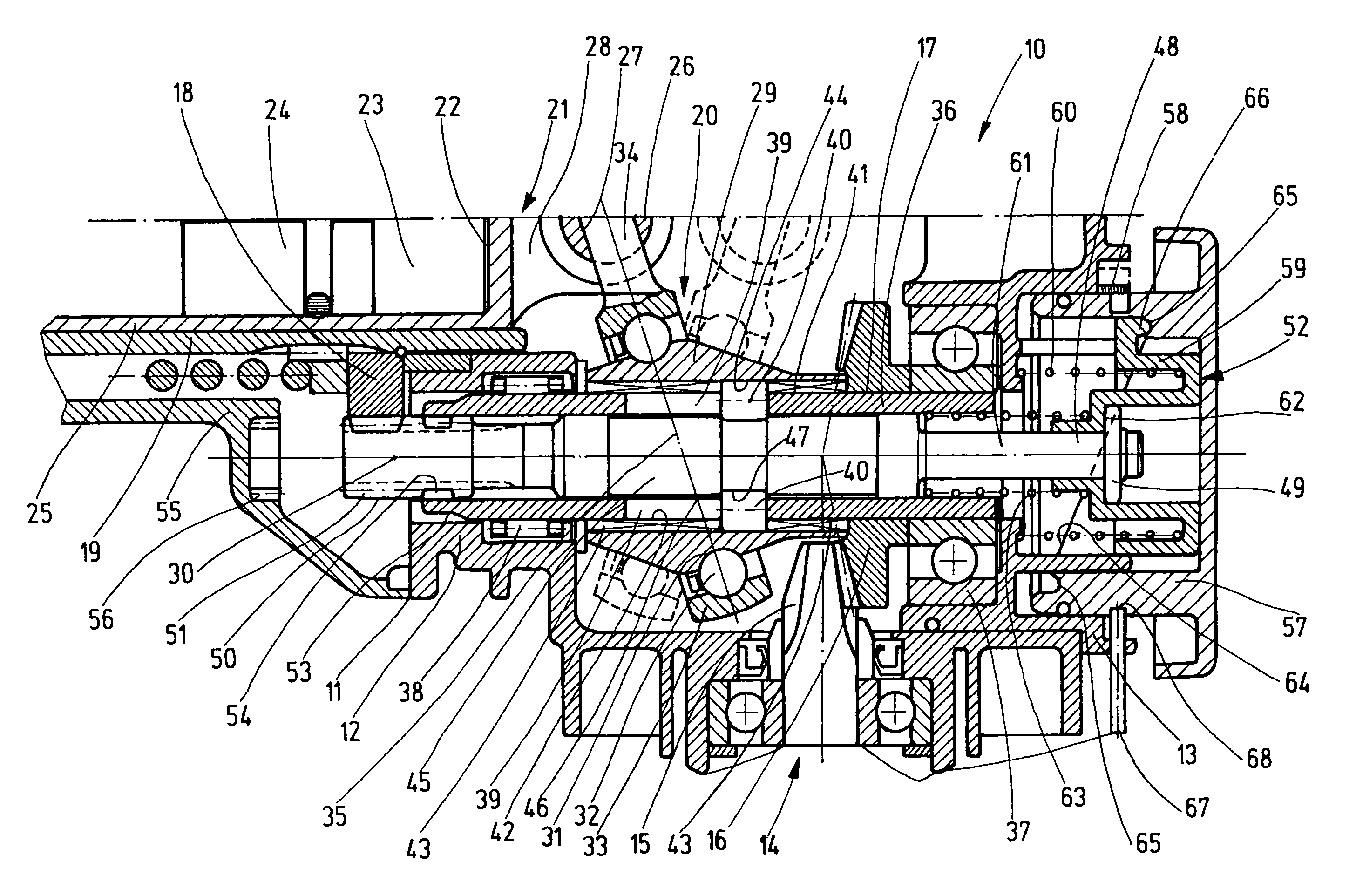Hammer drill with wobble mechanism and hollow drive shaft