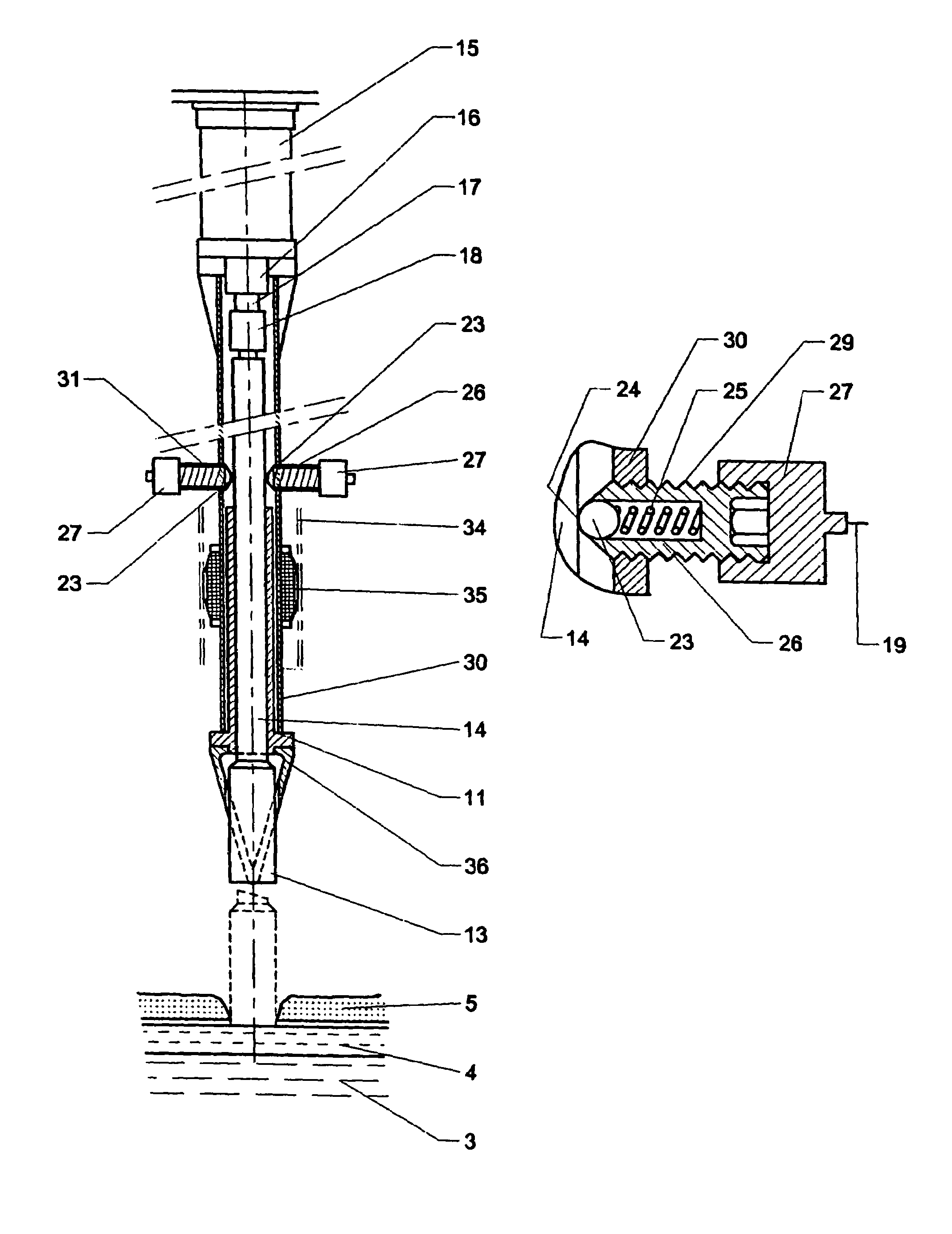 Device for controlling the travel distance of a chisel in a feeding system for an aluminium production electrolytic cell
