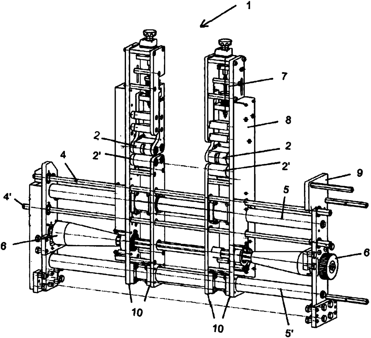 A groove line extrusion table of a folding box pasting equipment