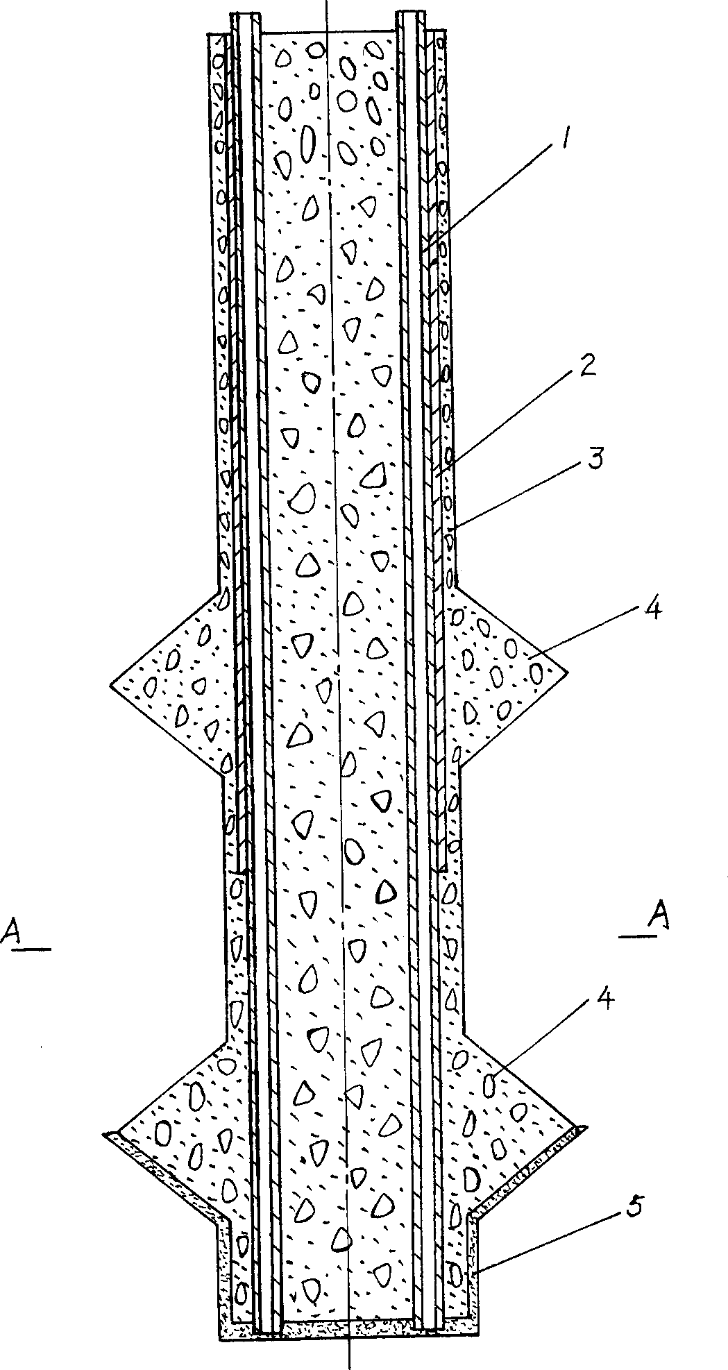 Cast-in-situ pedestal pile with variable bearing and its construction method