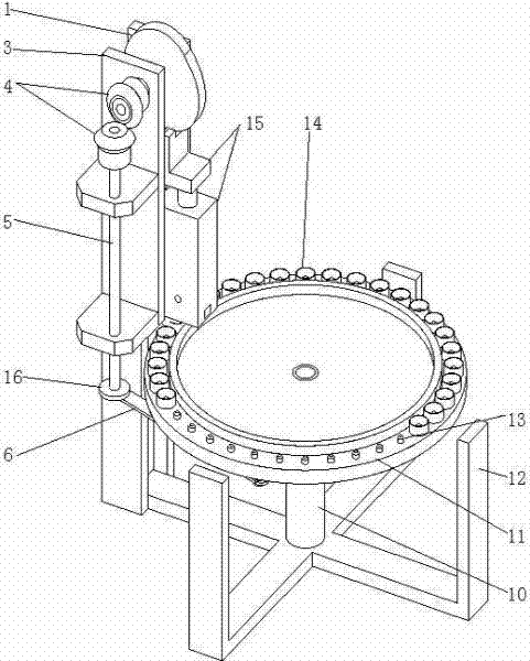 Linkage operation device for punched aluminum cover surface convex identifier