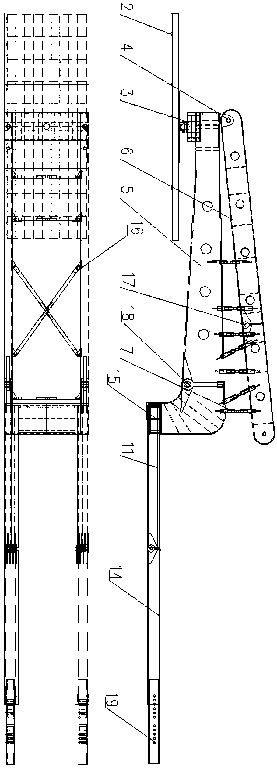 Heavy load concave bridge type transport equipment