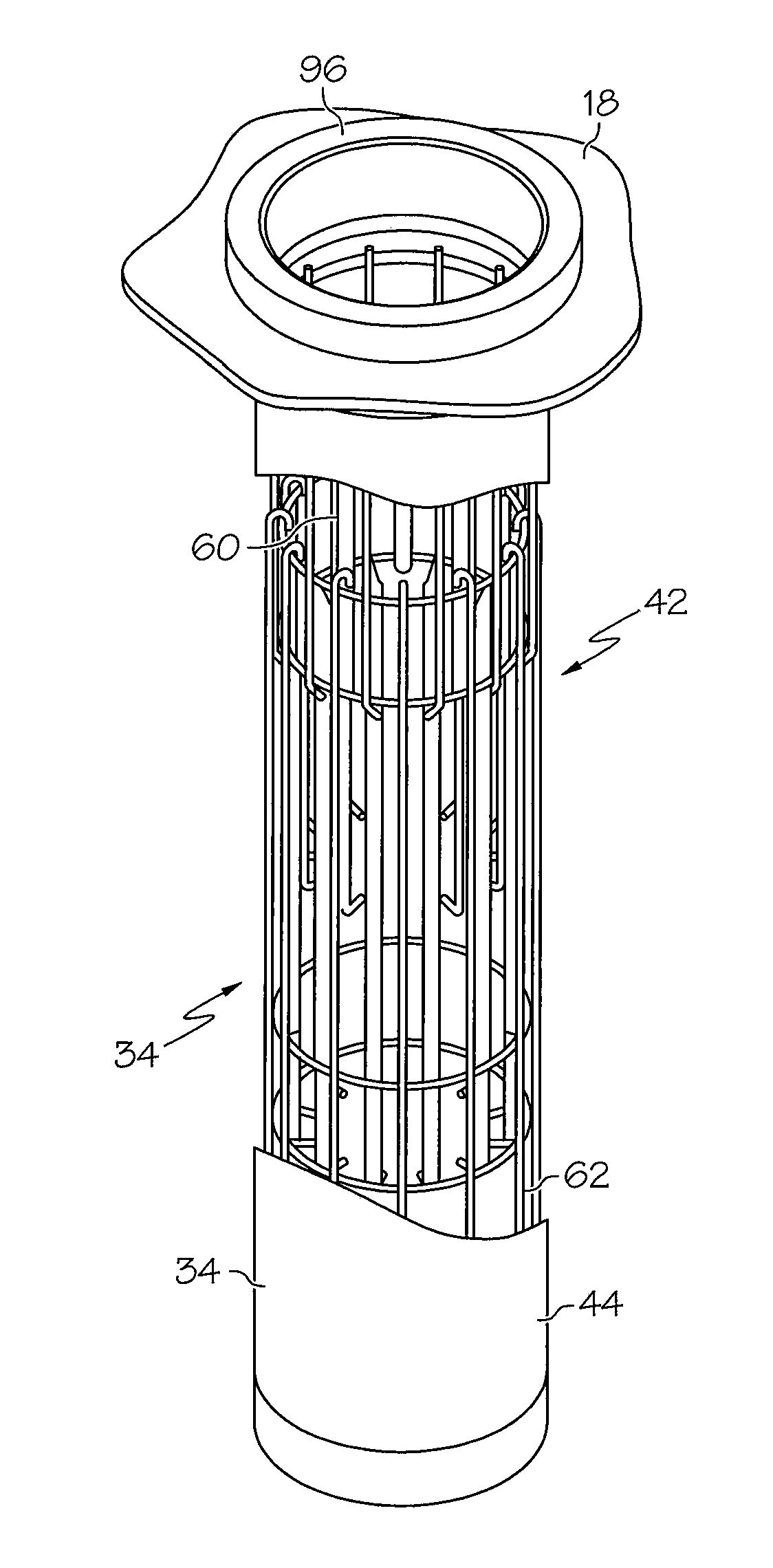 Variable length bag cage