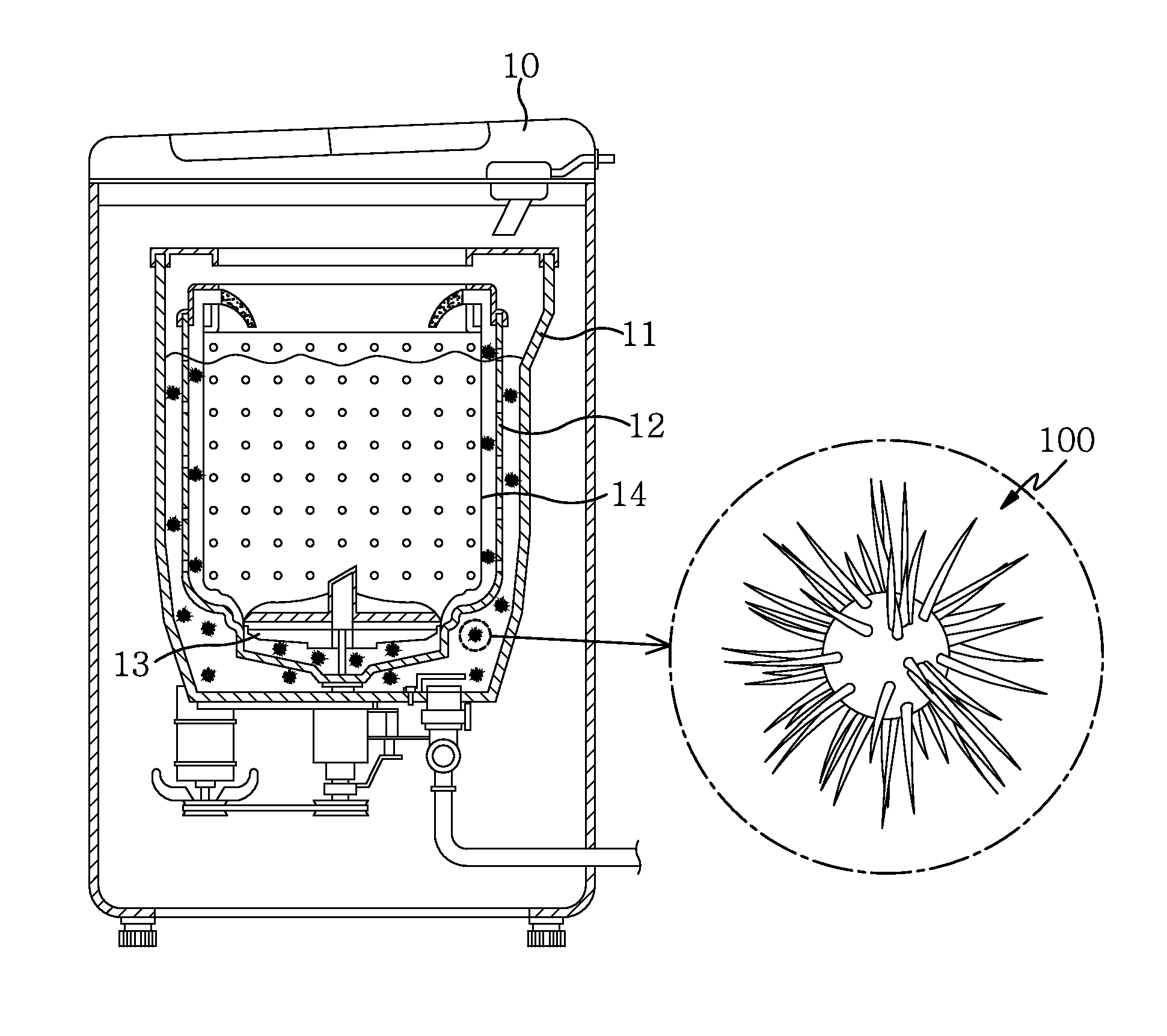Washer washing ball inductive device and a drain cover for the washing balls