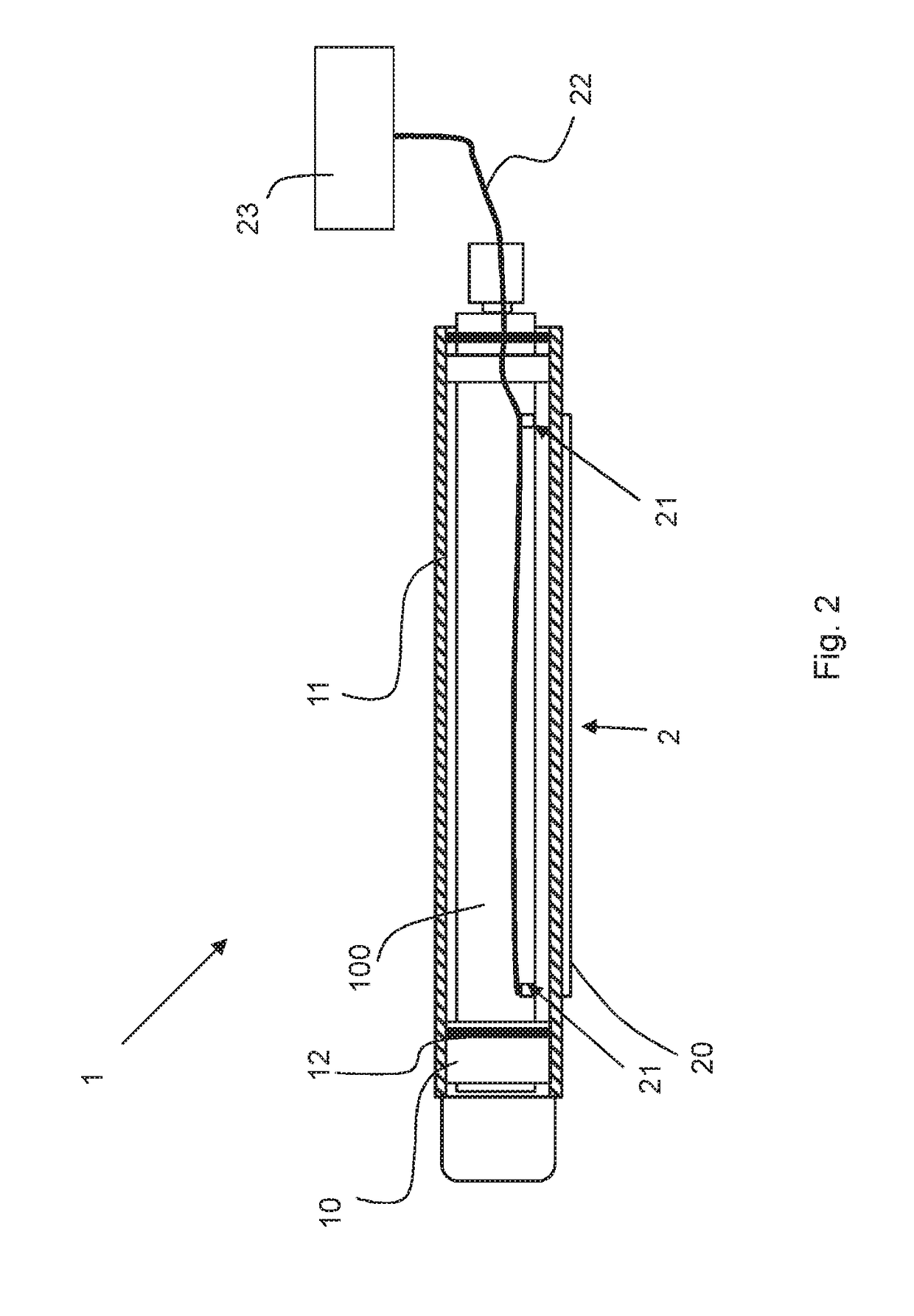 Piston cylinder system with at least one tubular element