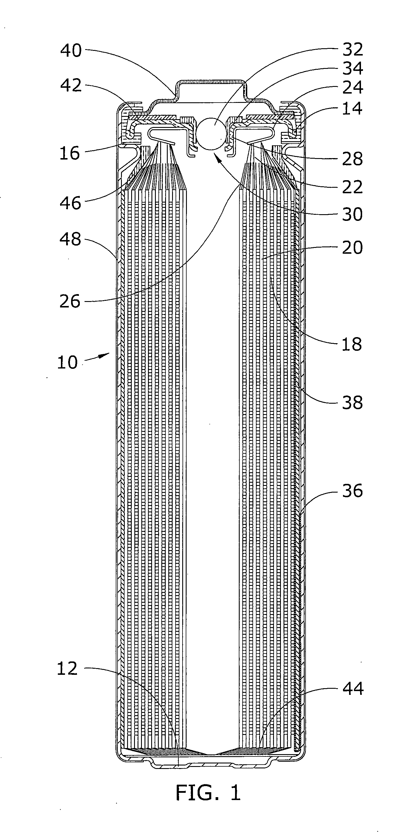 Electrochemical cell with improved internal contact