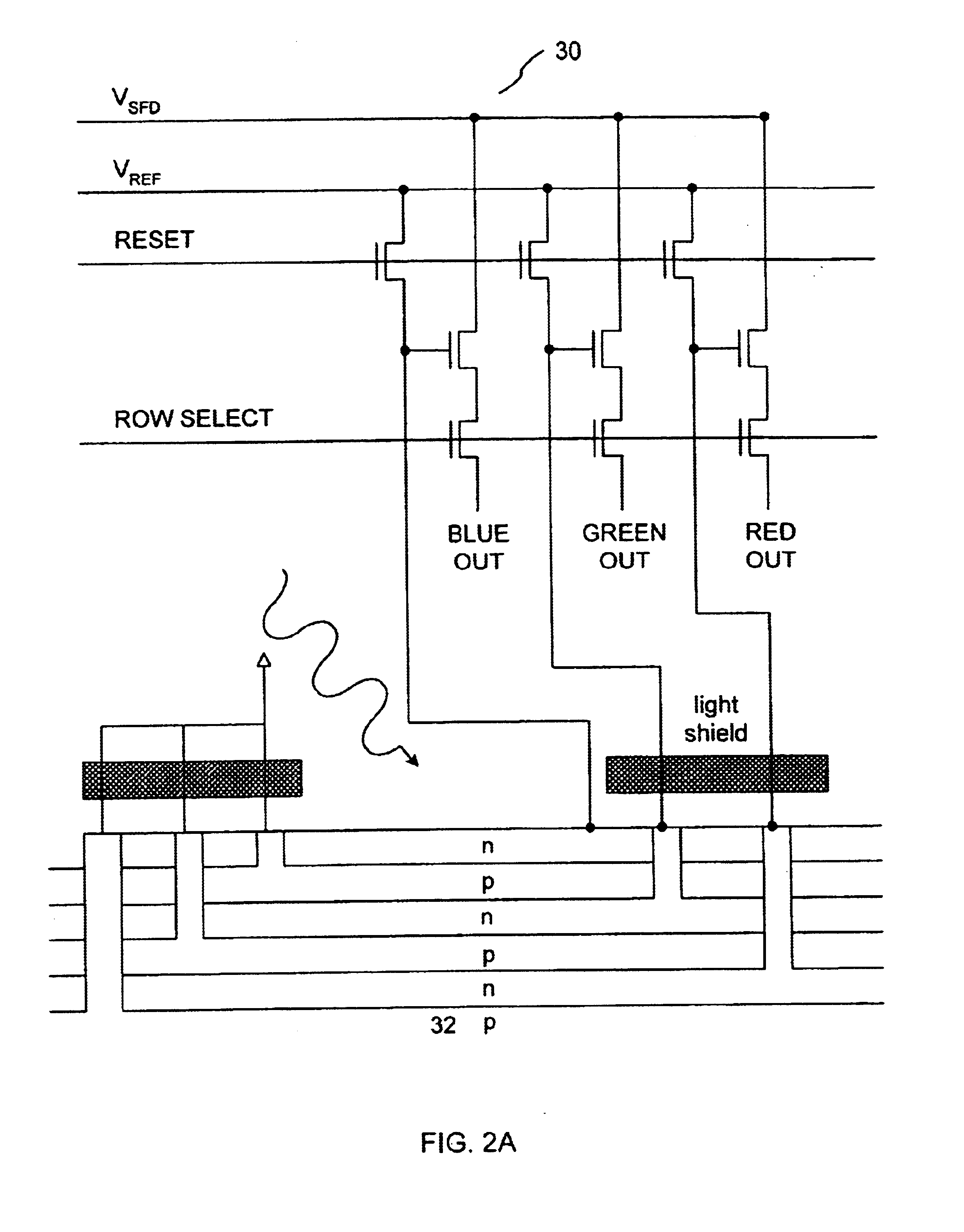 Vertical color filter detector group and array