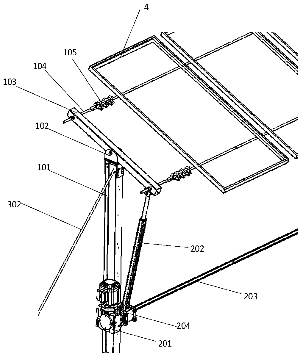 Flexible beam multi-point driving photovoltaic tracking support and photovoltaic device