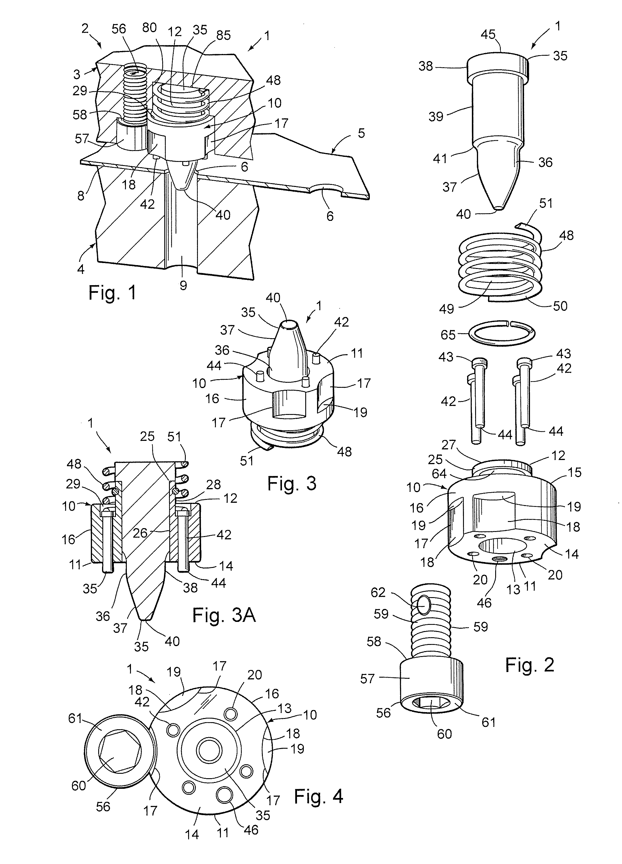Modular pilot assembly with self-contained stripper and method for metal forming dies