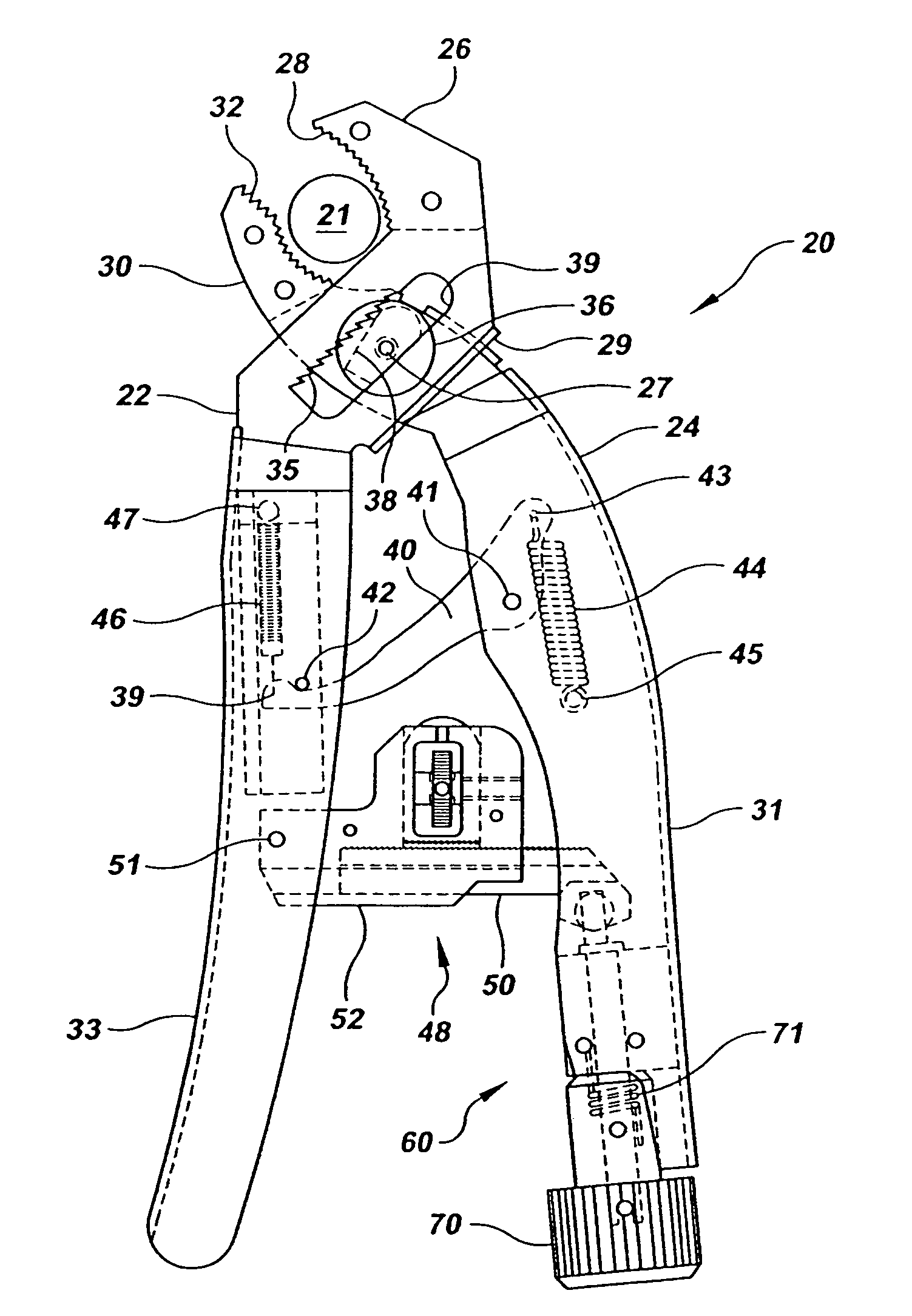 Self-adjusting, locking pliers with gripping force adjustment