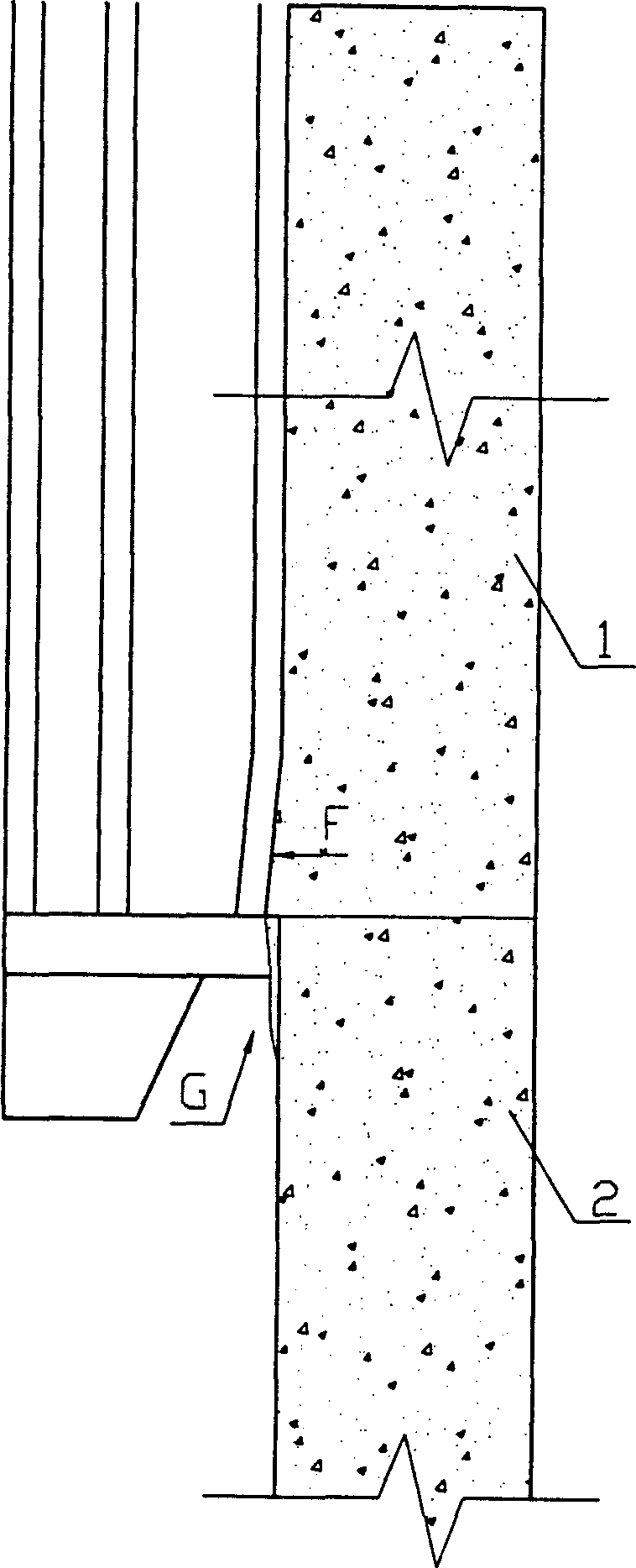 Method for jointing concrete between upper and lower layers of wall body in concrete