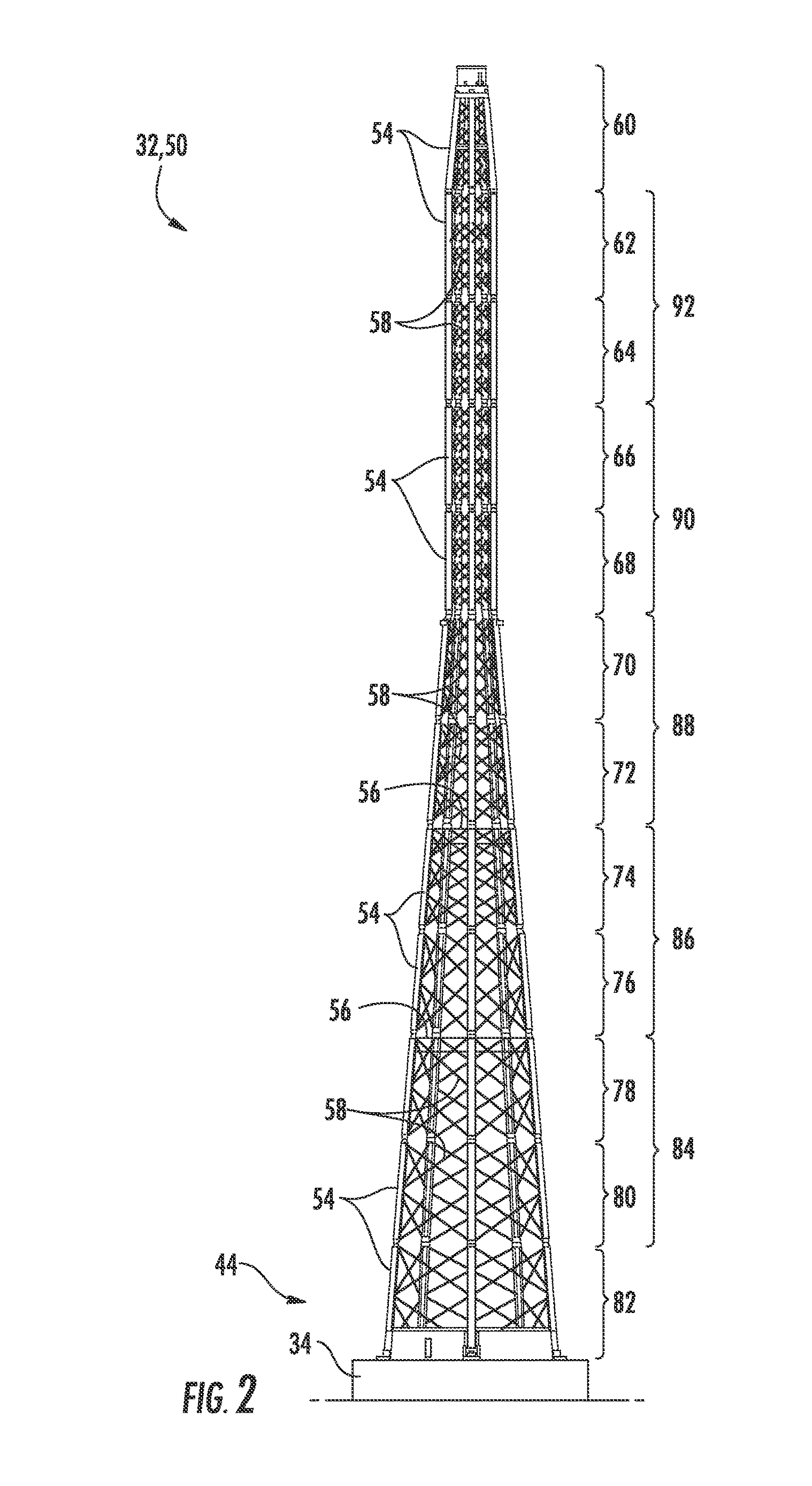 System and method for assembling tower sections of a wind turbine lattice tower structure