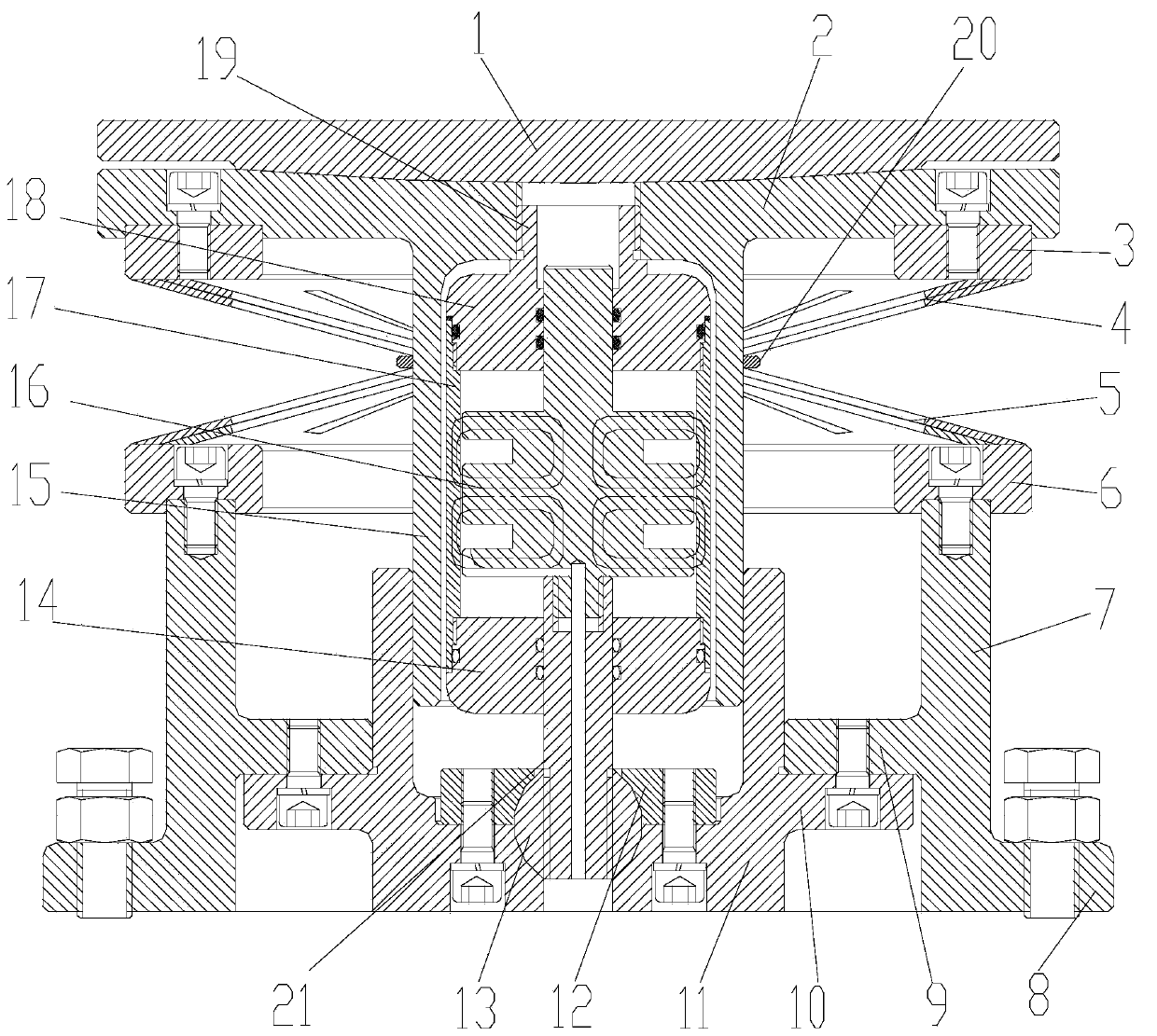 High-load vibration isolator capable of adjusting rigidity and damping