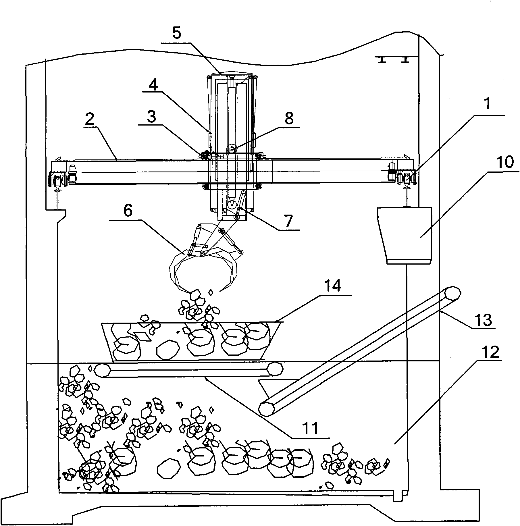 Manipulator device for feeding garbage