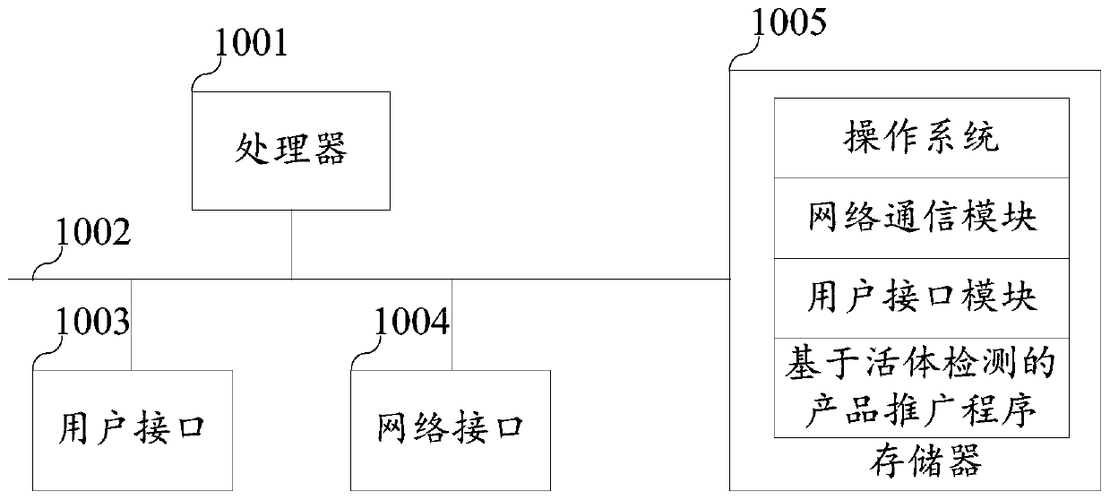 Product promotion method, device and equipment based on living body detection and storage medium