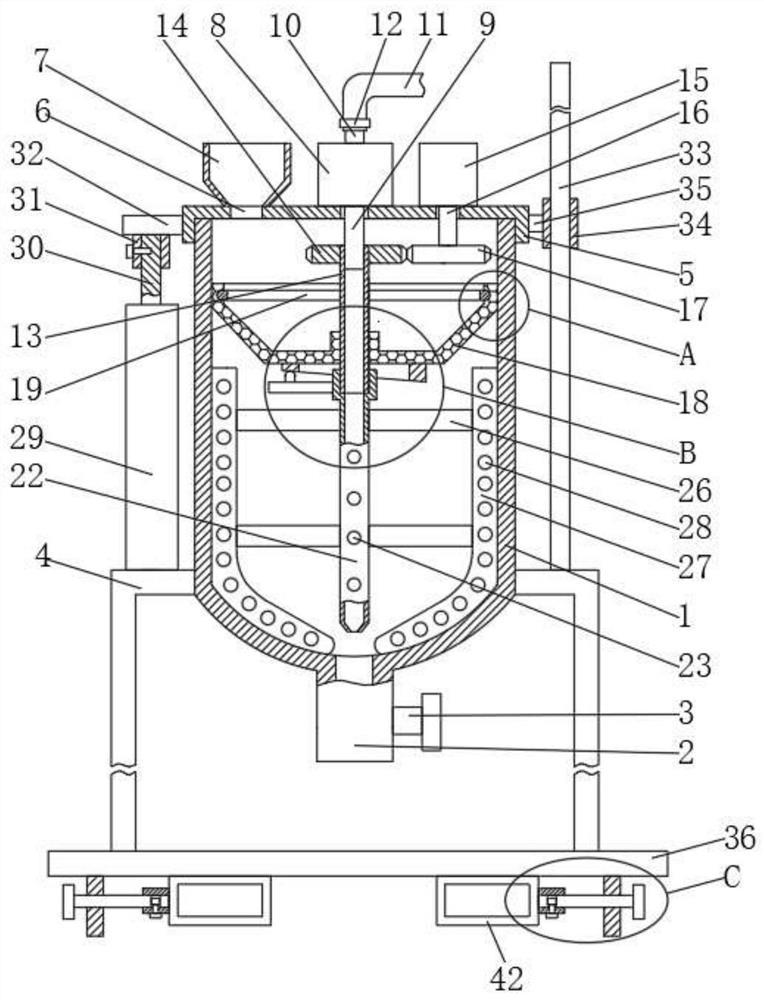 Material mixing device for coating processing
