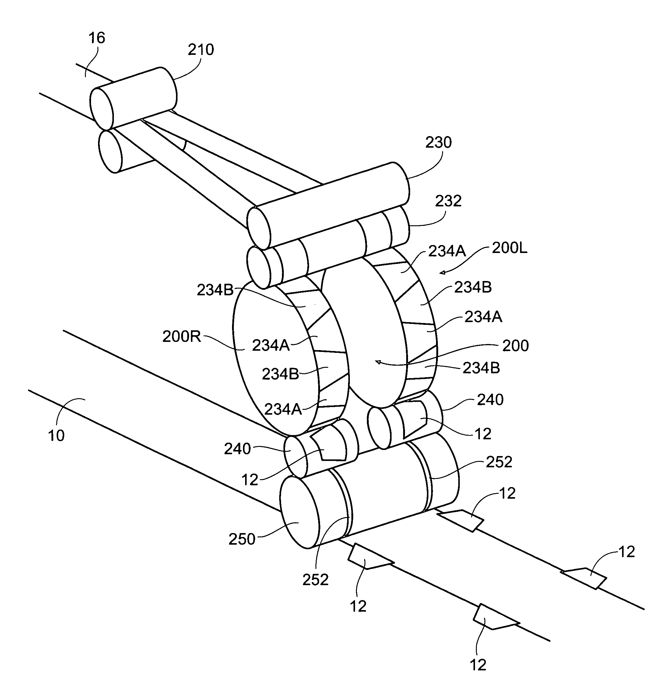Methods and apparatus for application of nested zero waste ear to traveling web