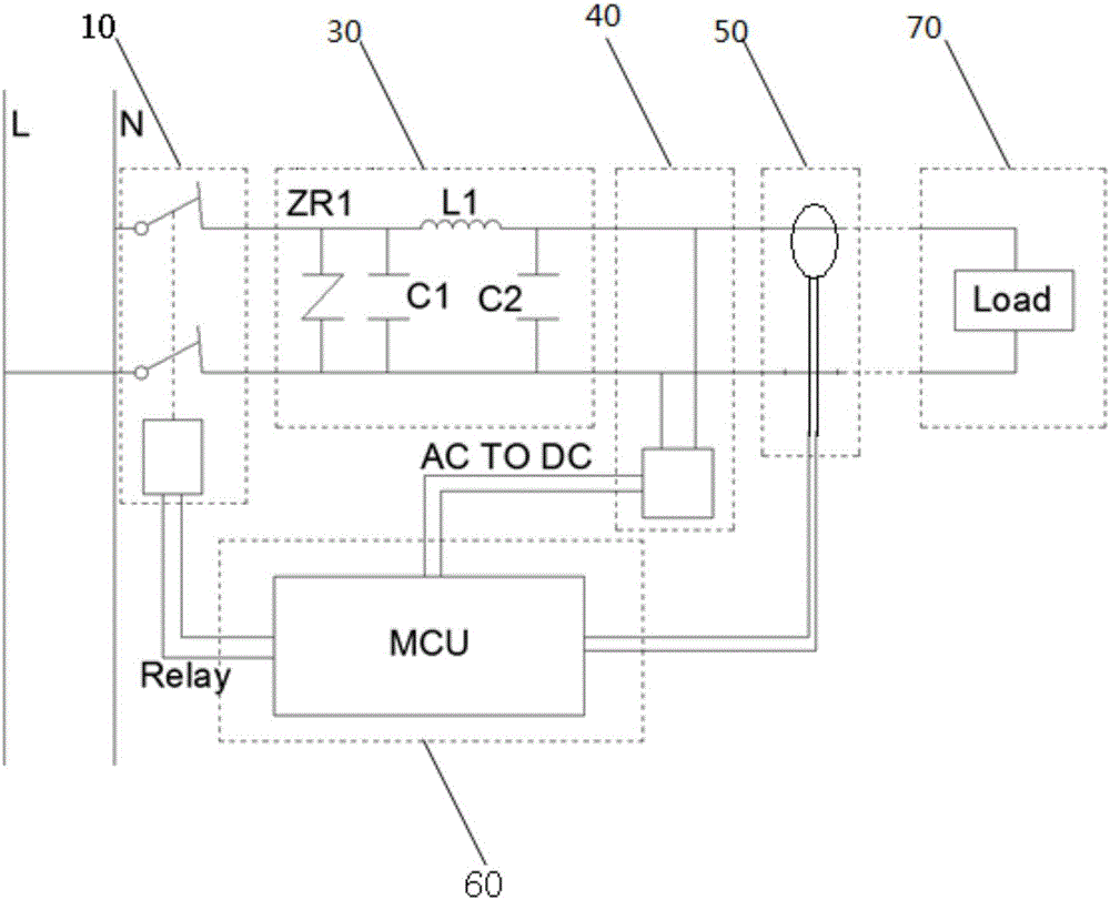 Household electrical appliance and fault arc detection device and method used therefor