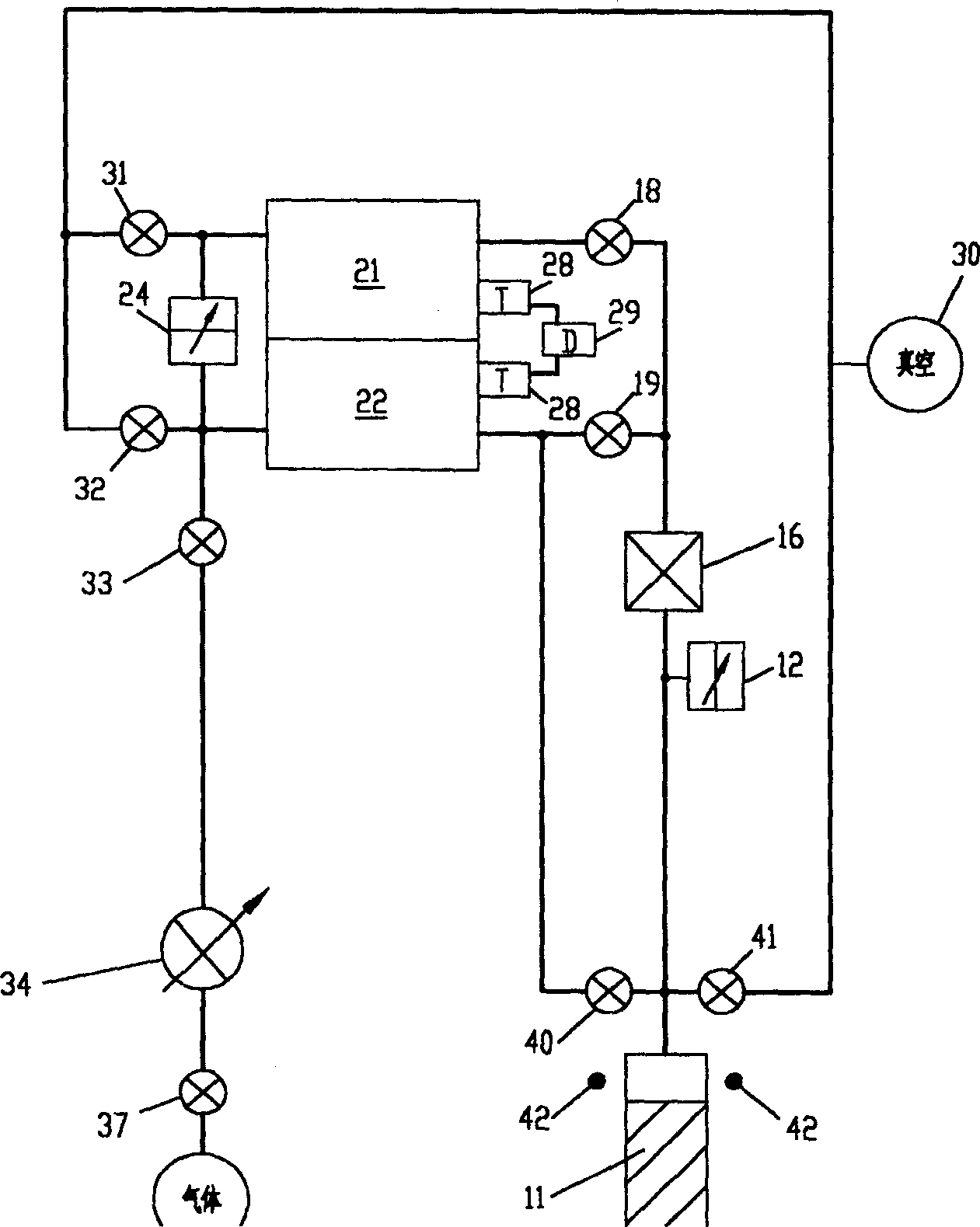 Method and equipment for measuring amount of gas adsorbed by powder