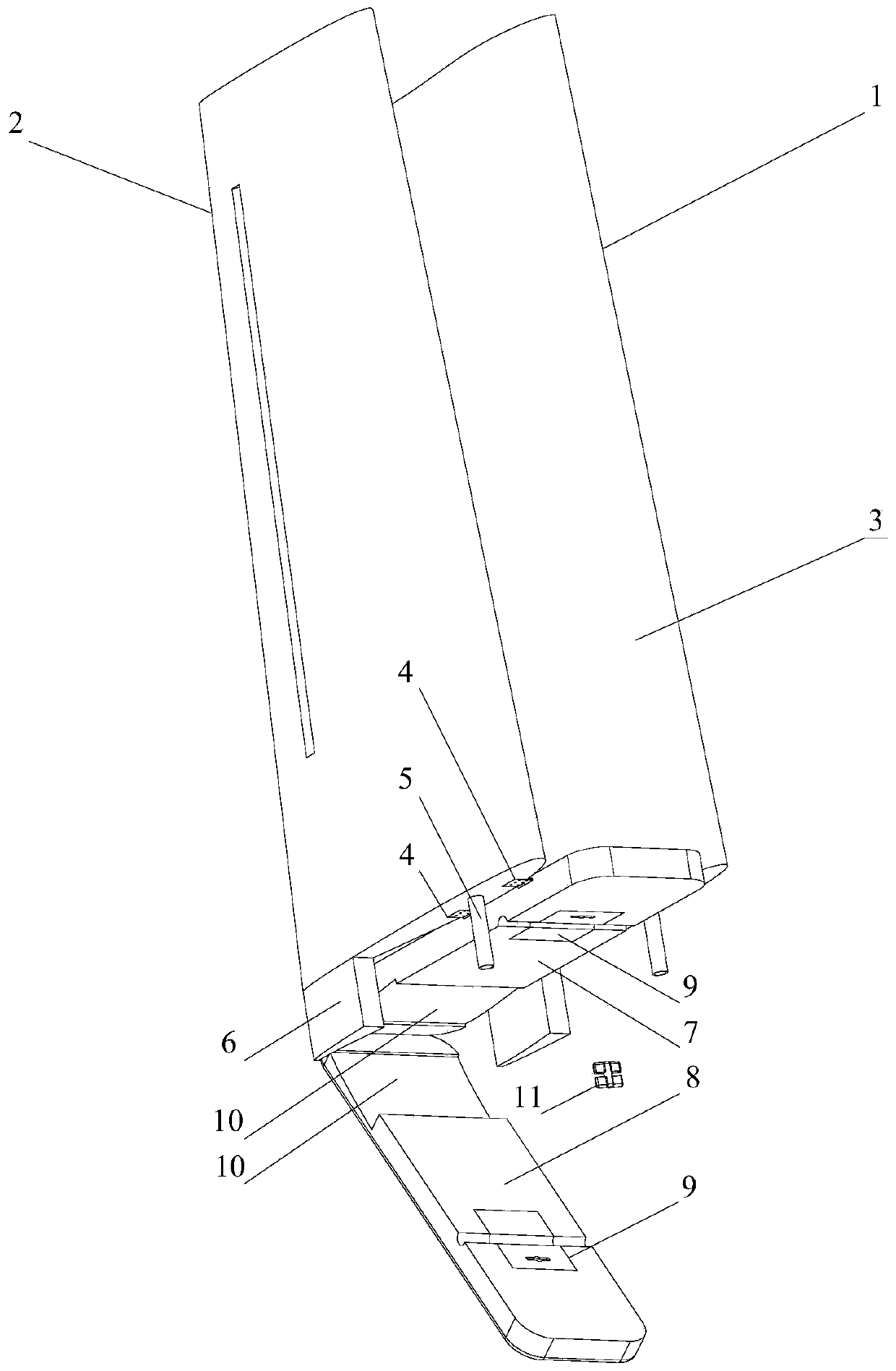 A device for folding wings of a fixed-wing aircraft
