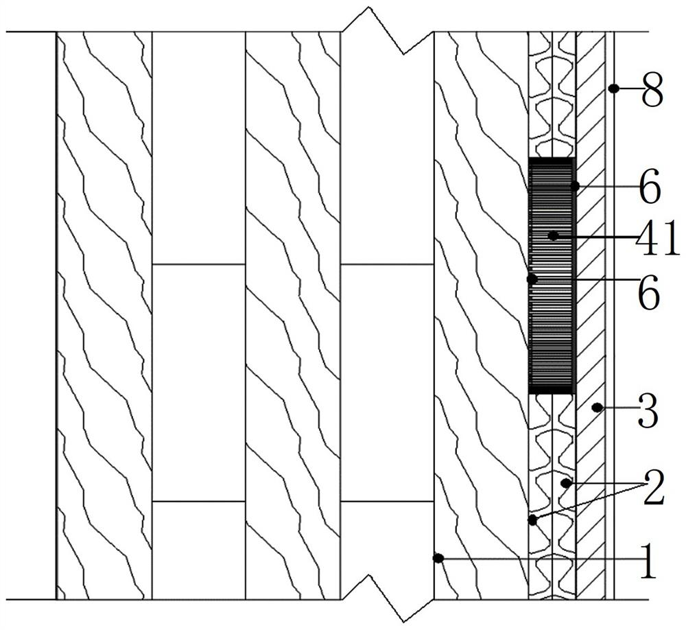 Fabricated leveling composite radiation energy-saving orthogonal laminated wood wall and construction method thereof