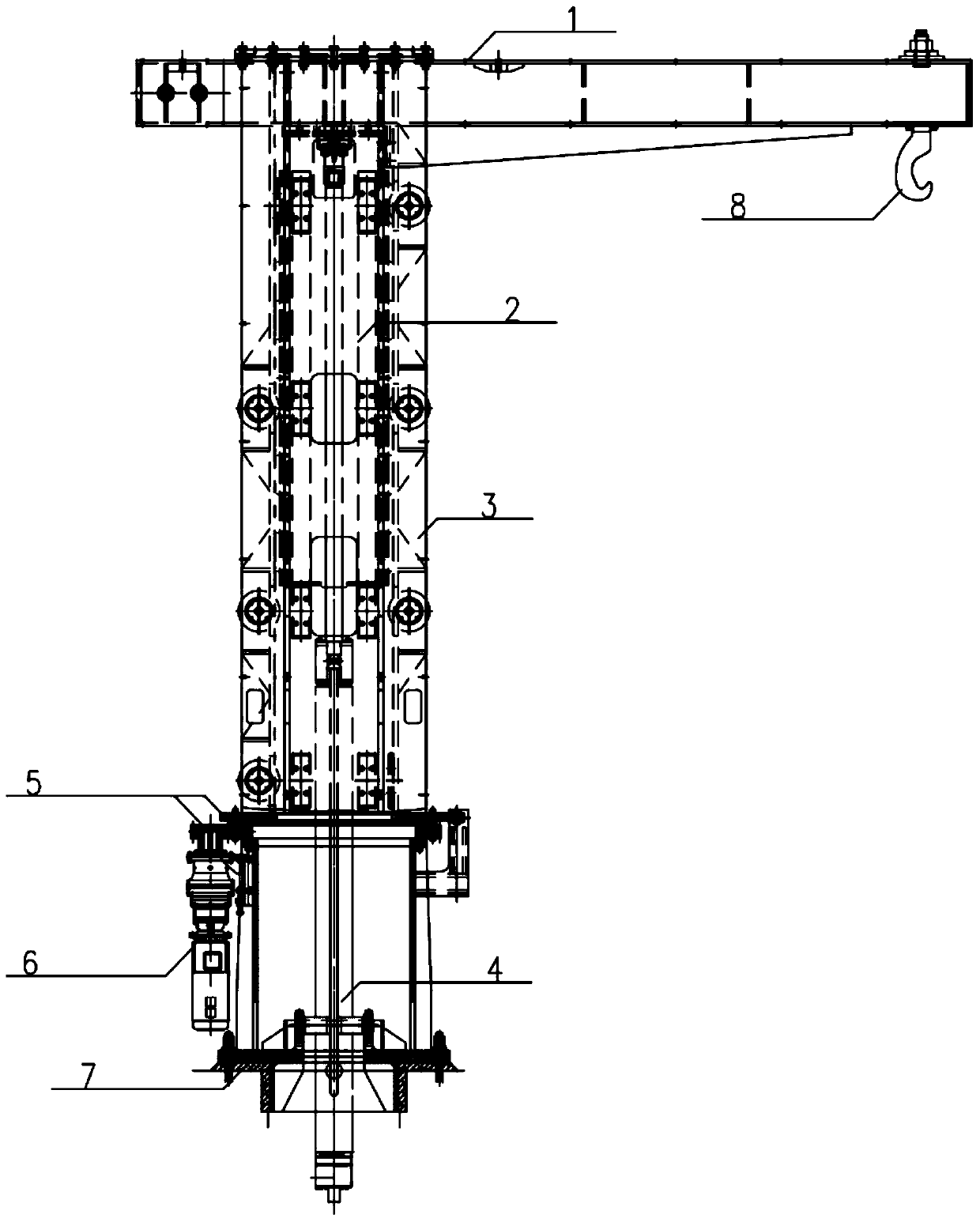 Rotatable hydraulic cantilever lifting device