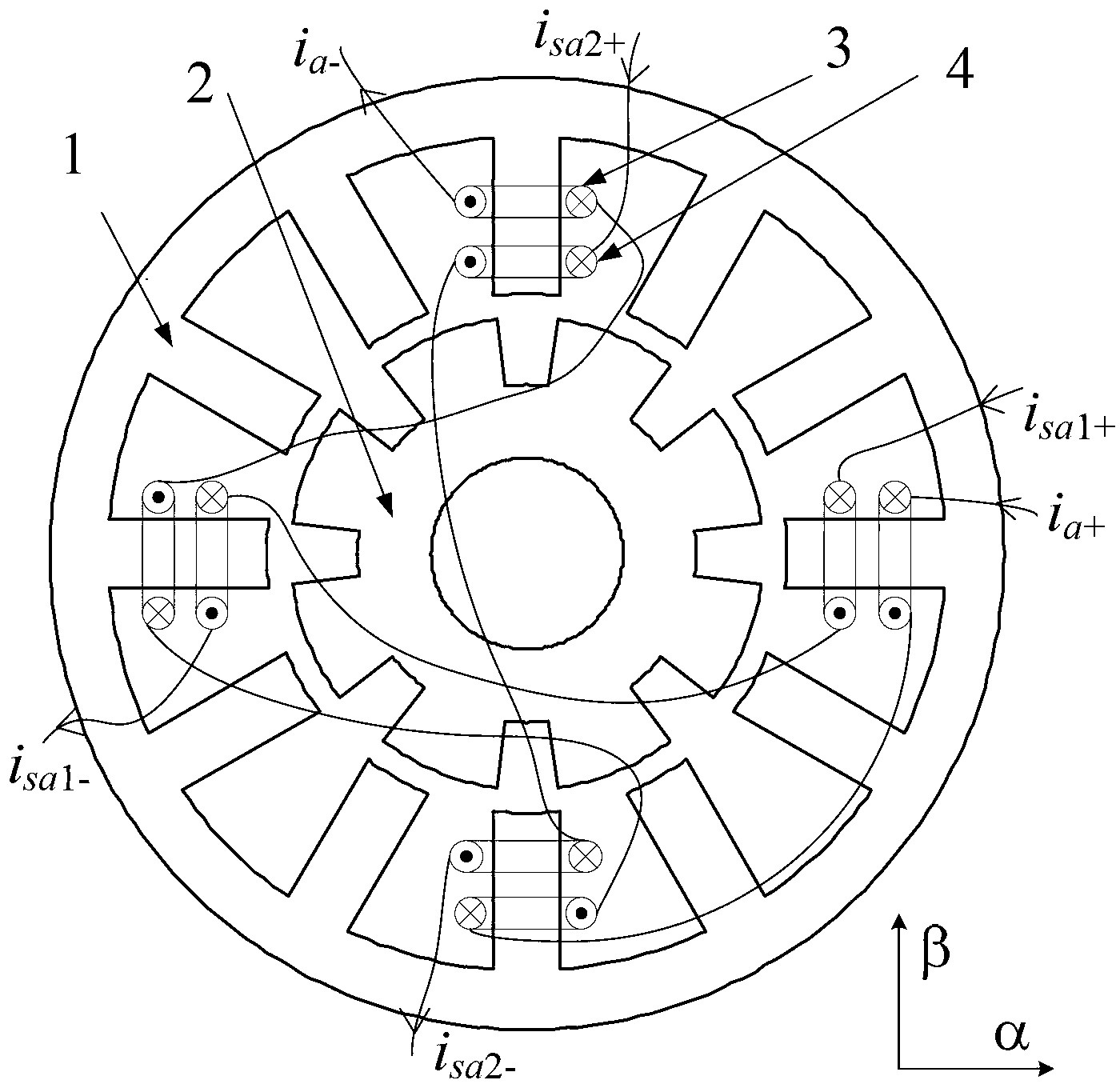 Bearingless switched reluctance motor and control method thereof