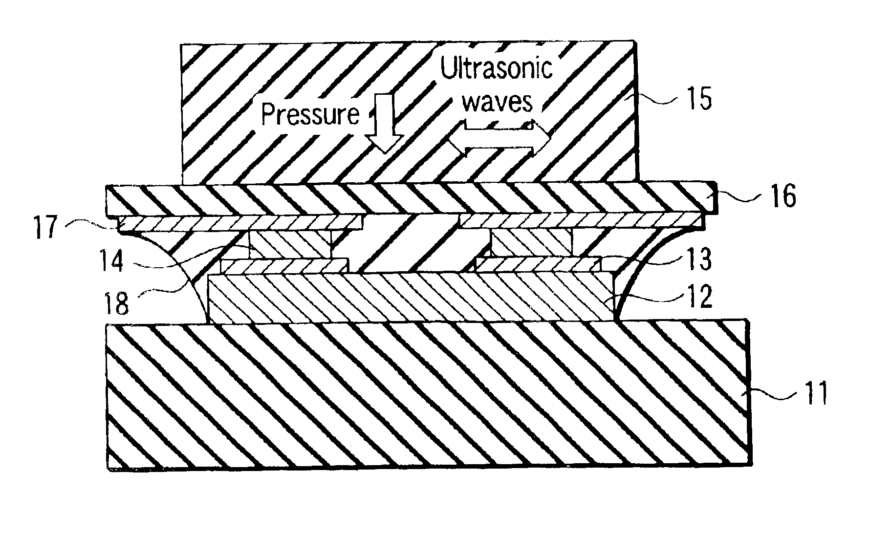 Semiconductor device manufacturing method using ultrasonic flip chip bonding technique