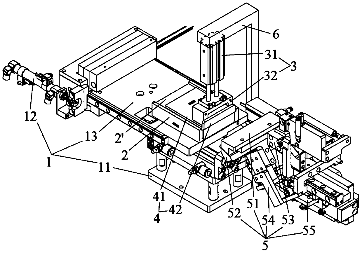 Pre-bare cell top sealing tab bending debugging device and working flow thereof