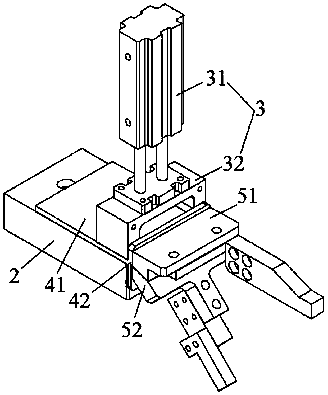 Pre-bare cell top sealing tab bending debugging device and working flow thereof