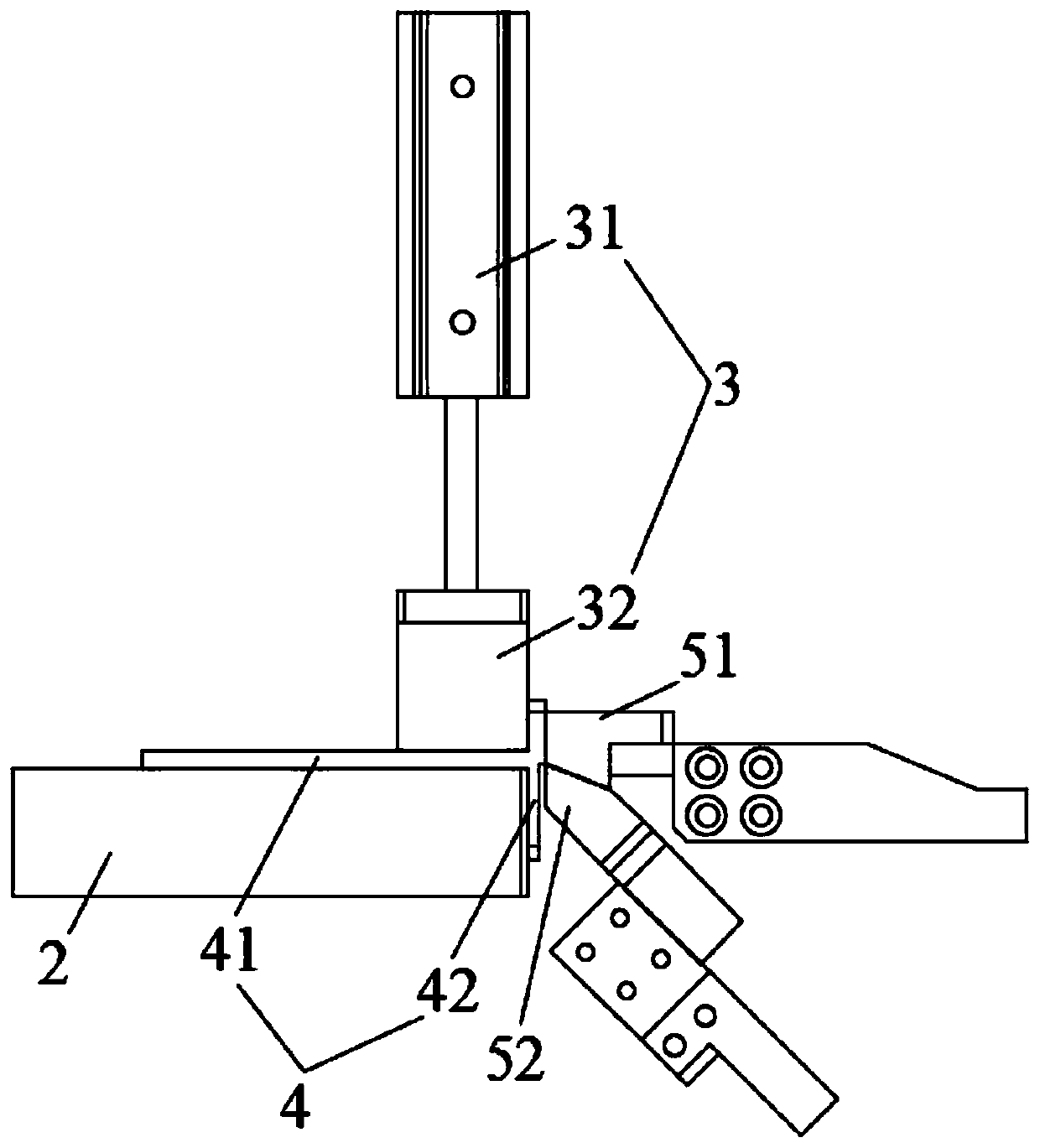 Pre-bare cell top sealing tab bending debugging device and working flow thereof