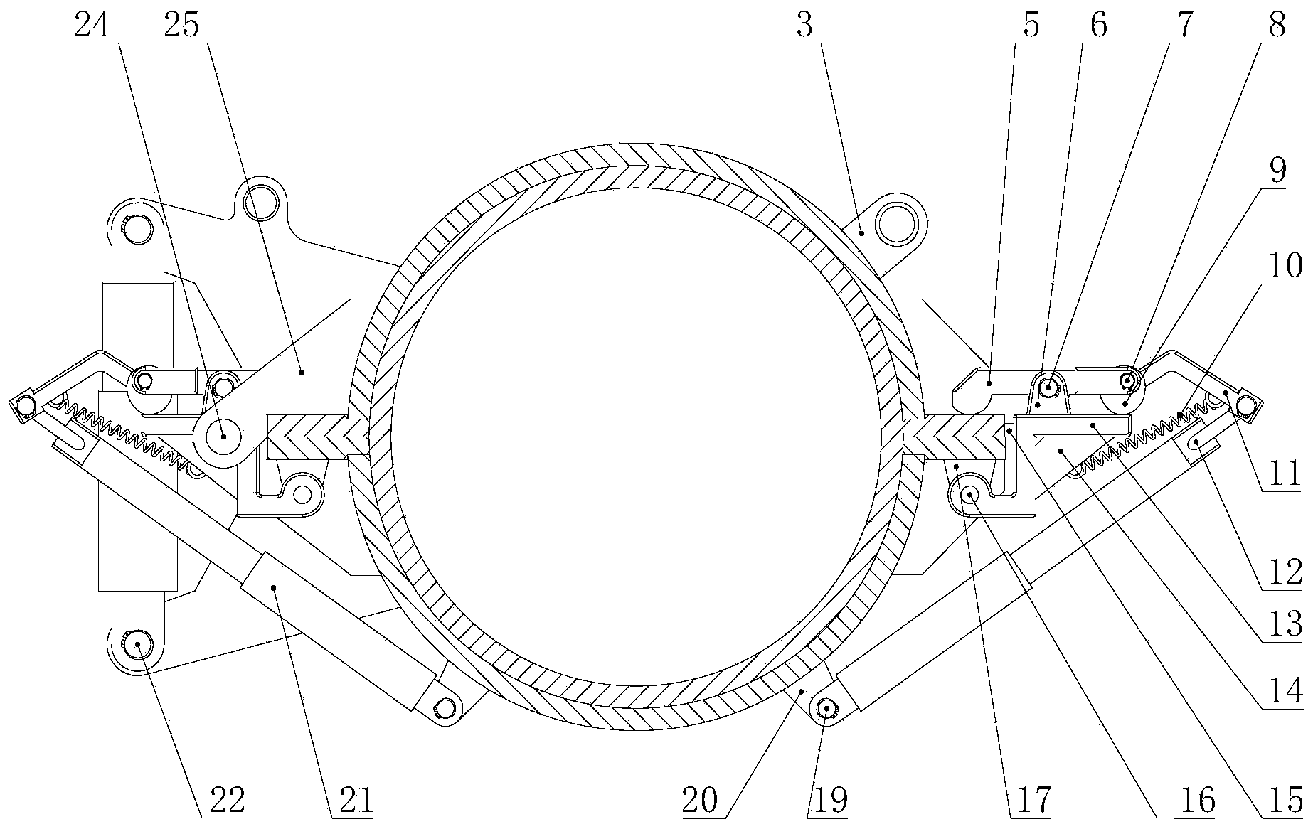 Full-automatic clamping hoop used for seabed jacket repairing
