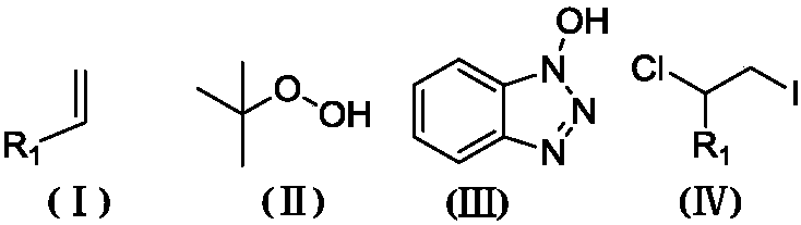 Method for synthesizing 1- chlorine-2-dihalogenated iodine