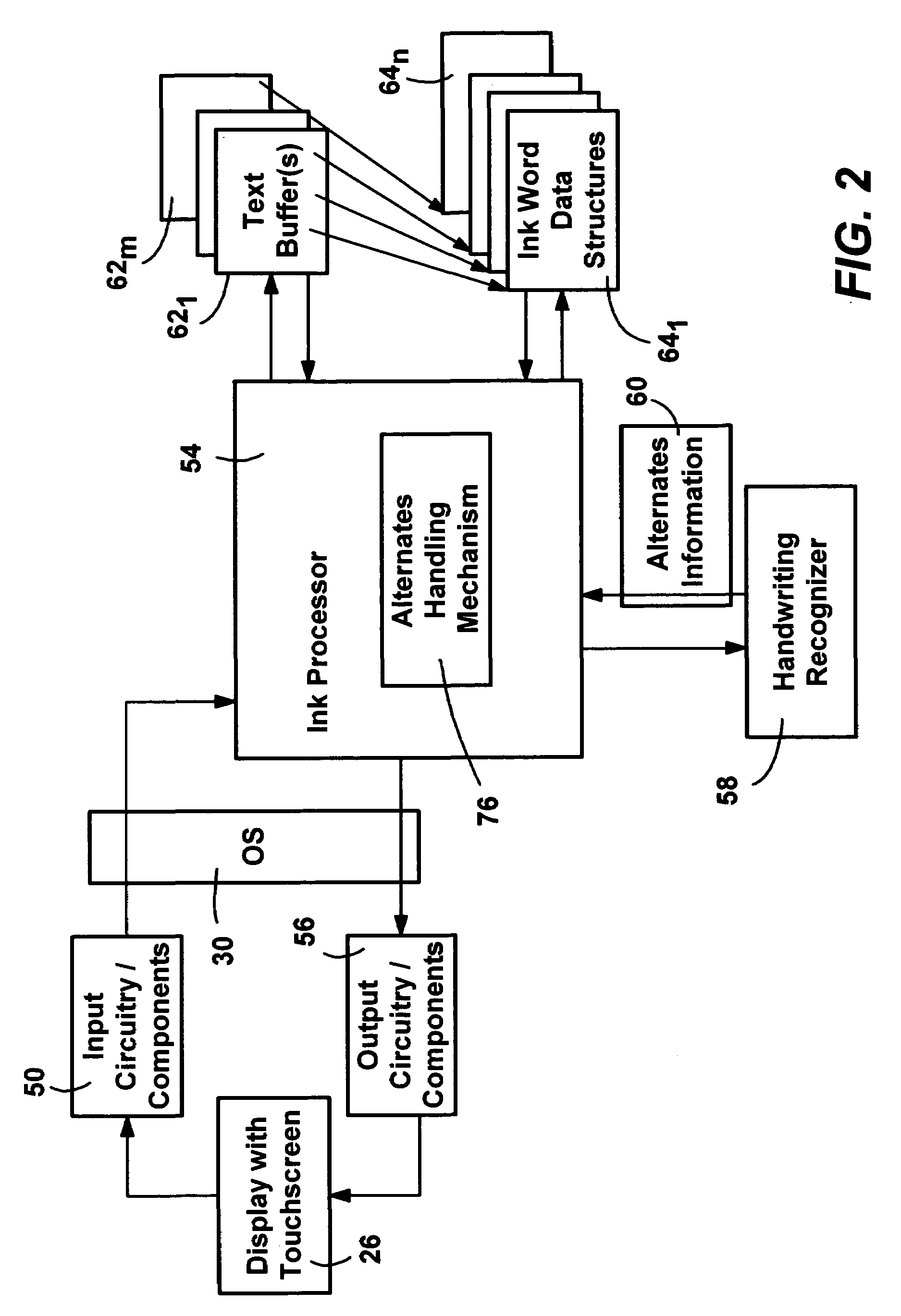 Method and system of handling the selection of alternates for recognized words